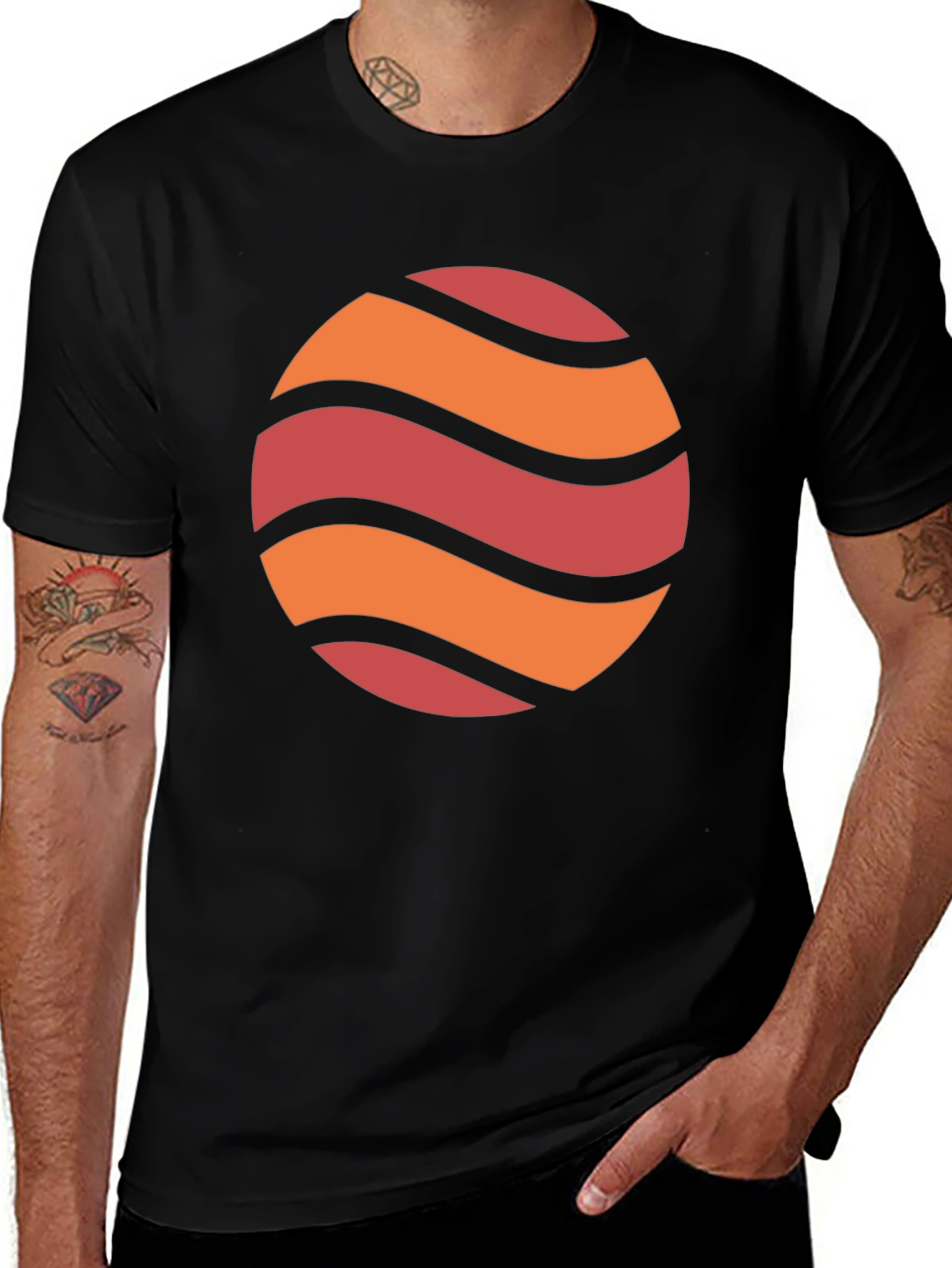 Variant 22 of Retro Wave Circle Graphic Tee - Black
