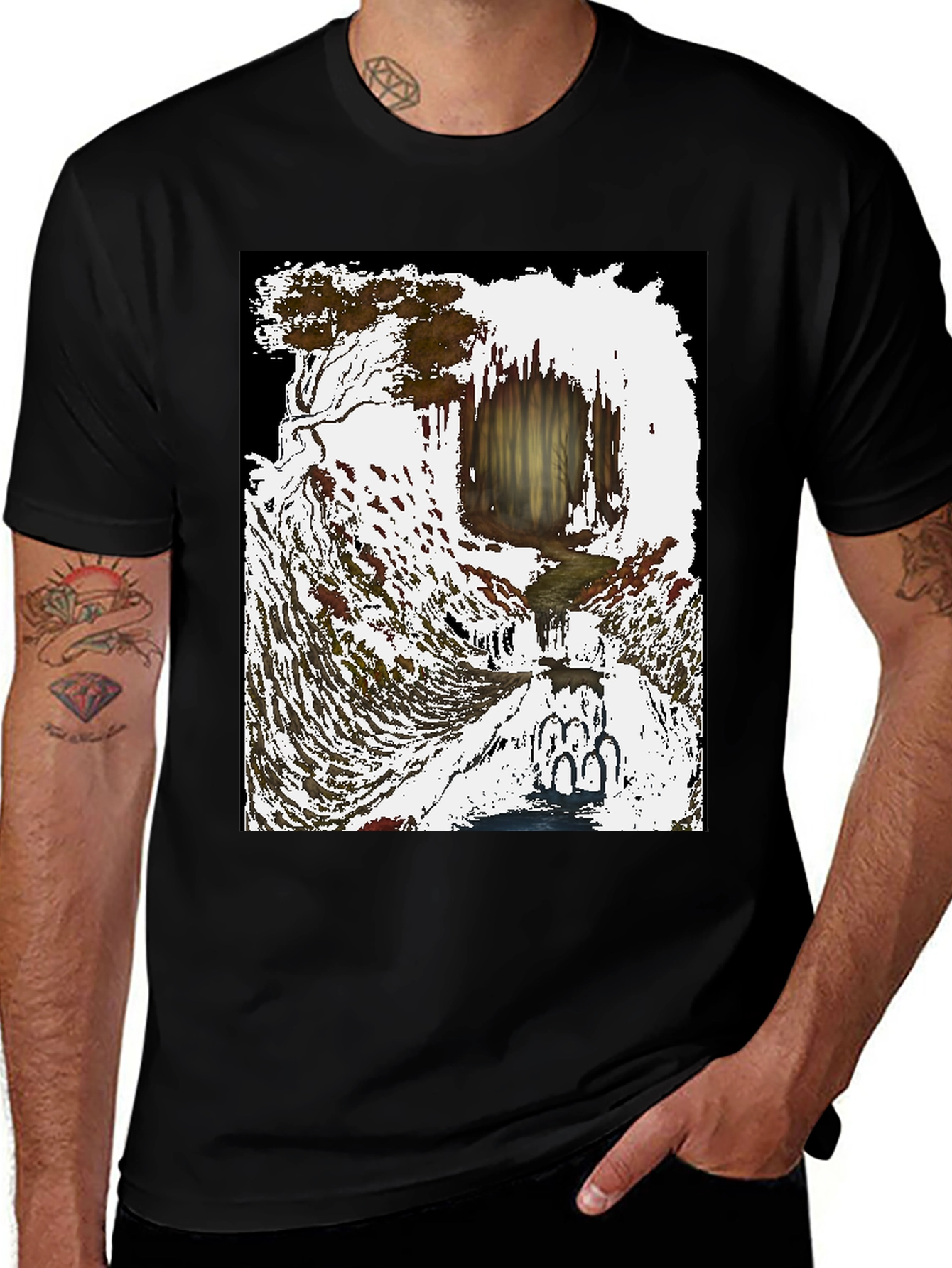 Variant 10 of Artistic Waterfall Scene Tee