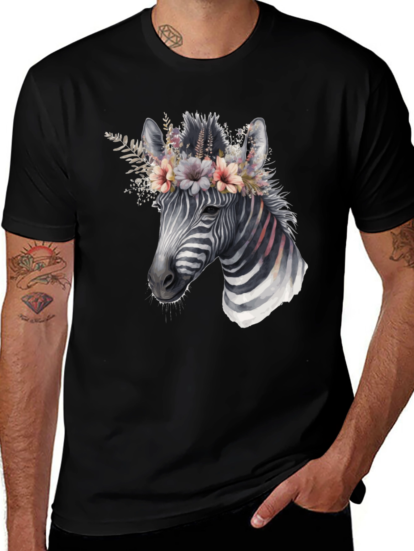 Variant 12 of Zebra Floral Crown Graphic T-Shirt