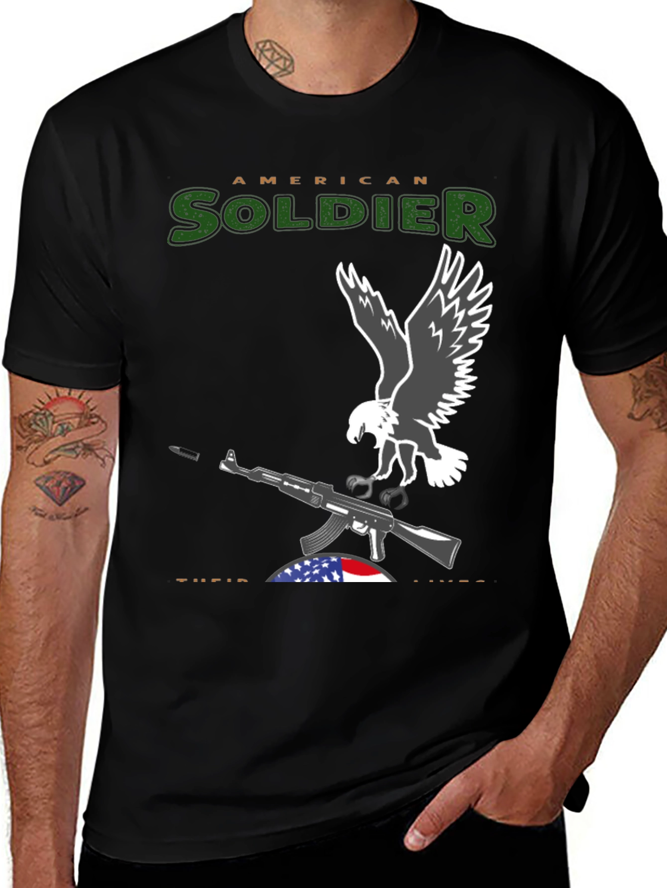 American Soldier Eagle Graphic T-Shirt