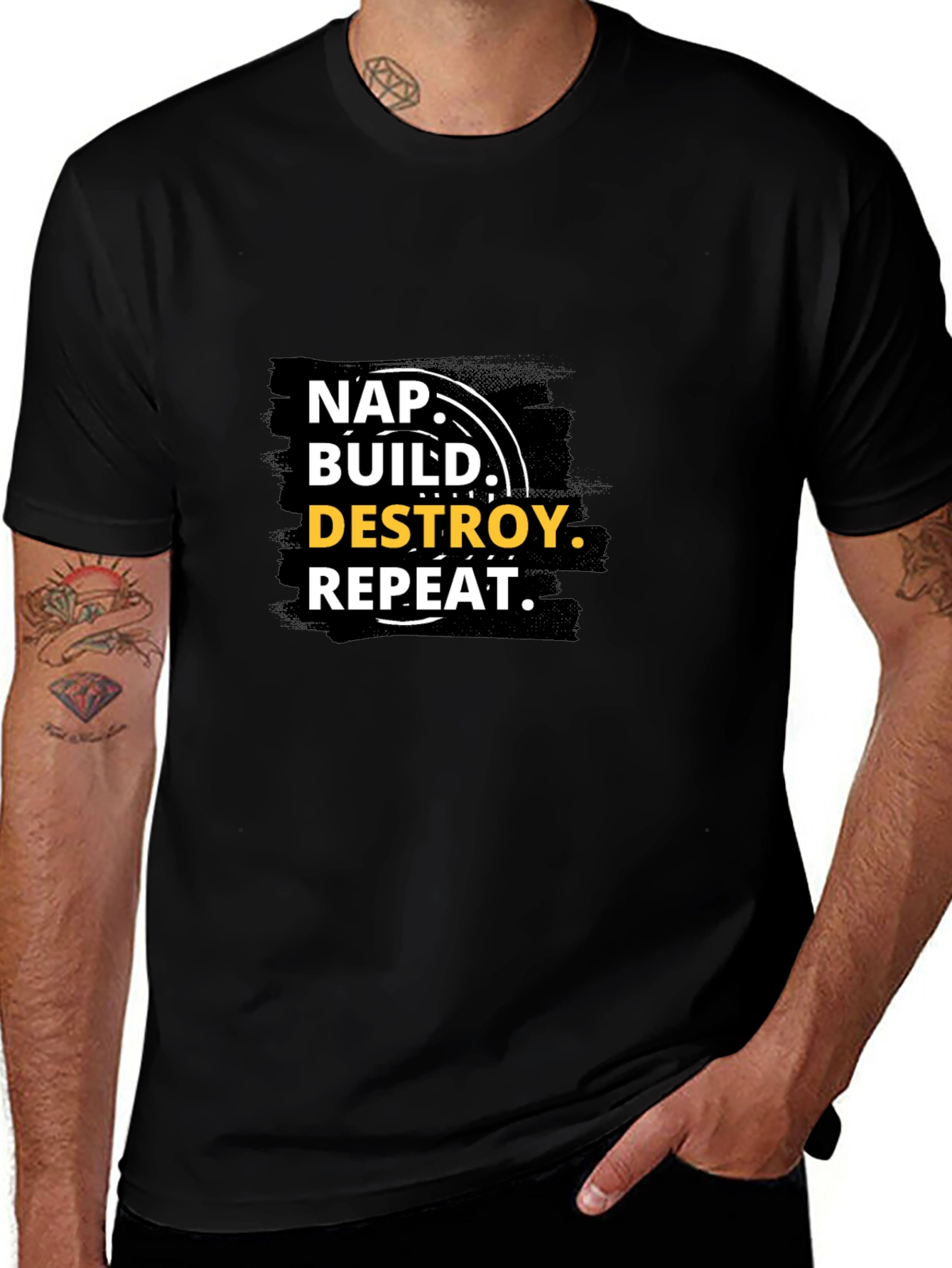 Variant 20 of Nap Build Destroy Repeat Black T-Shirt