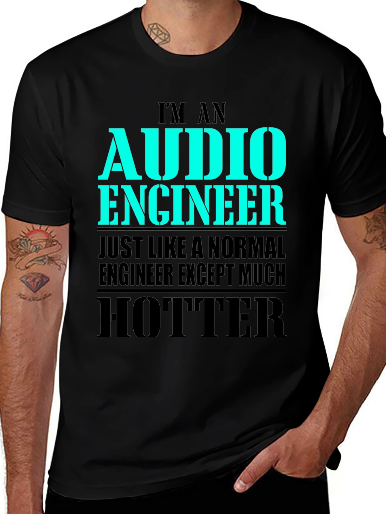 Black Funny Audio Engineer T-Shirt - Hotter Than Normal Engineer main image