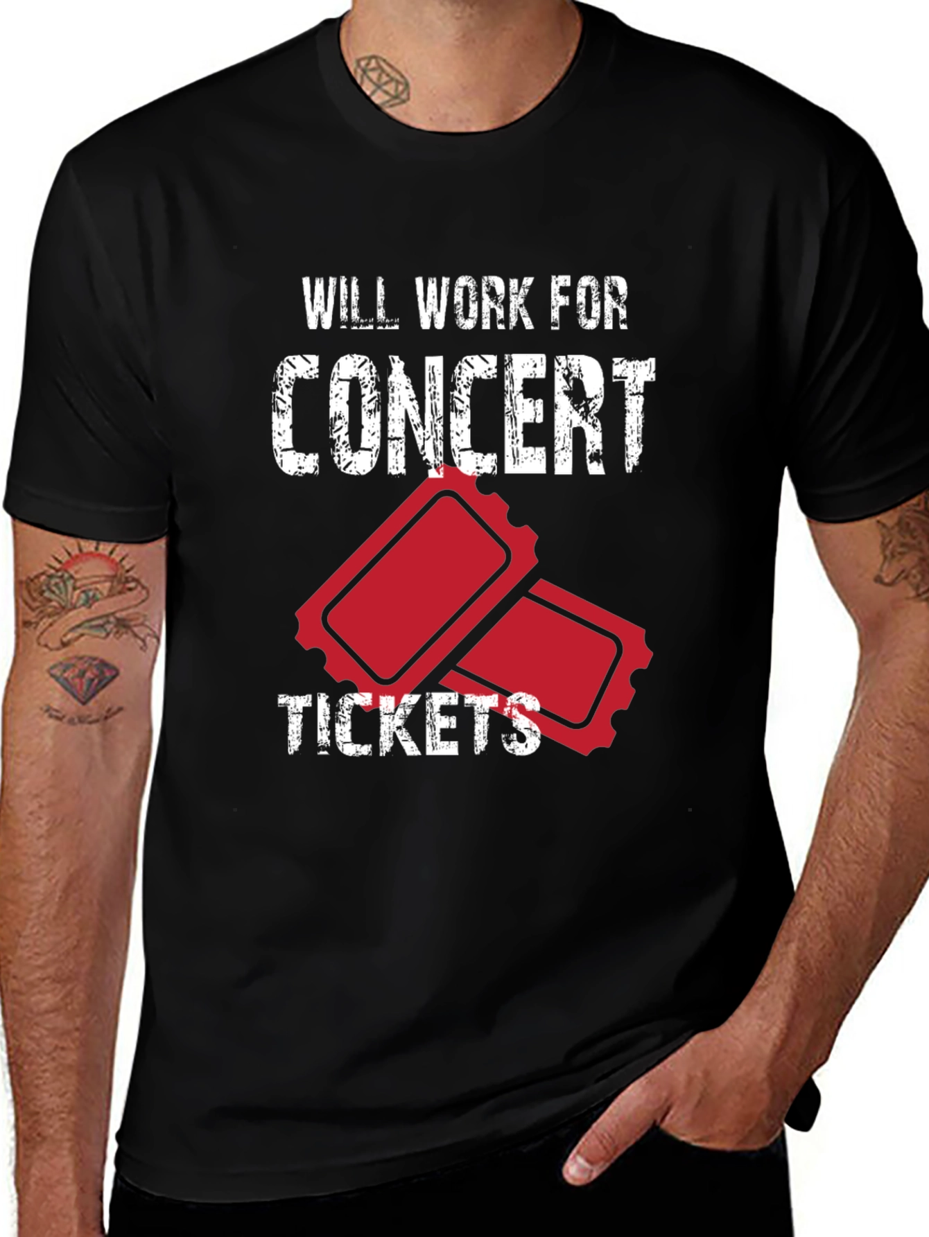 Variant 14 of Will Work For Concert Tickets Graphic Tee