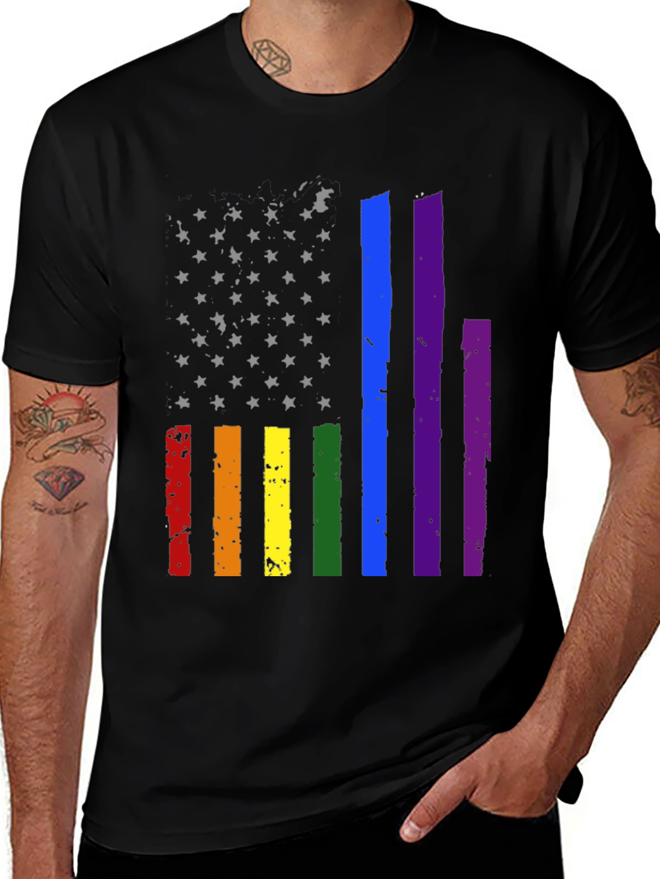 Variant 18 of Pride Flag Stars & Stripes Graphic Tee