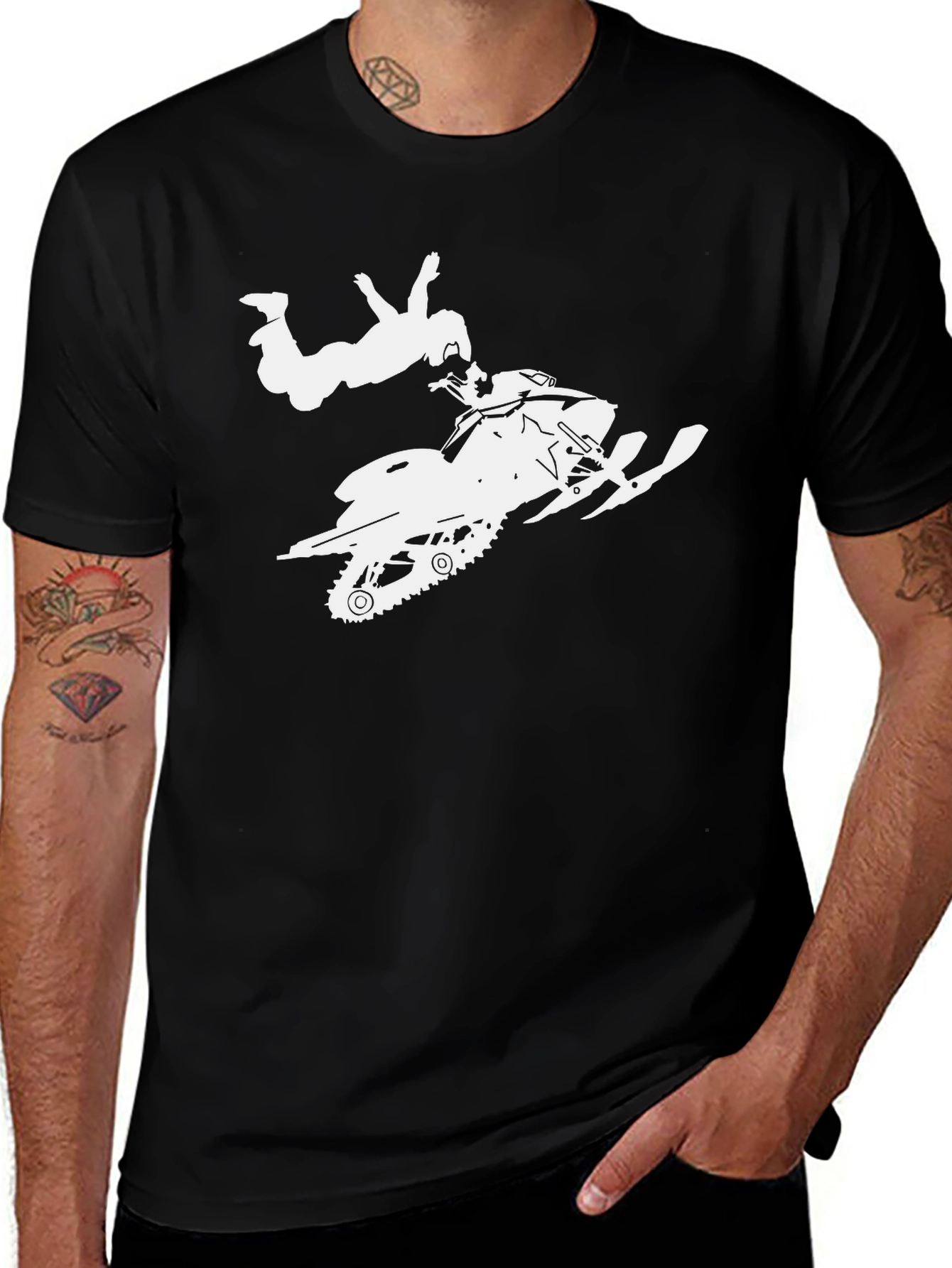 Snowmobile Stunt T-Shirt - Black Cotton Tee