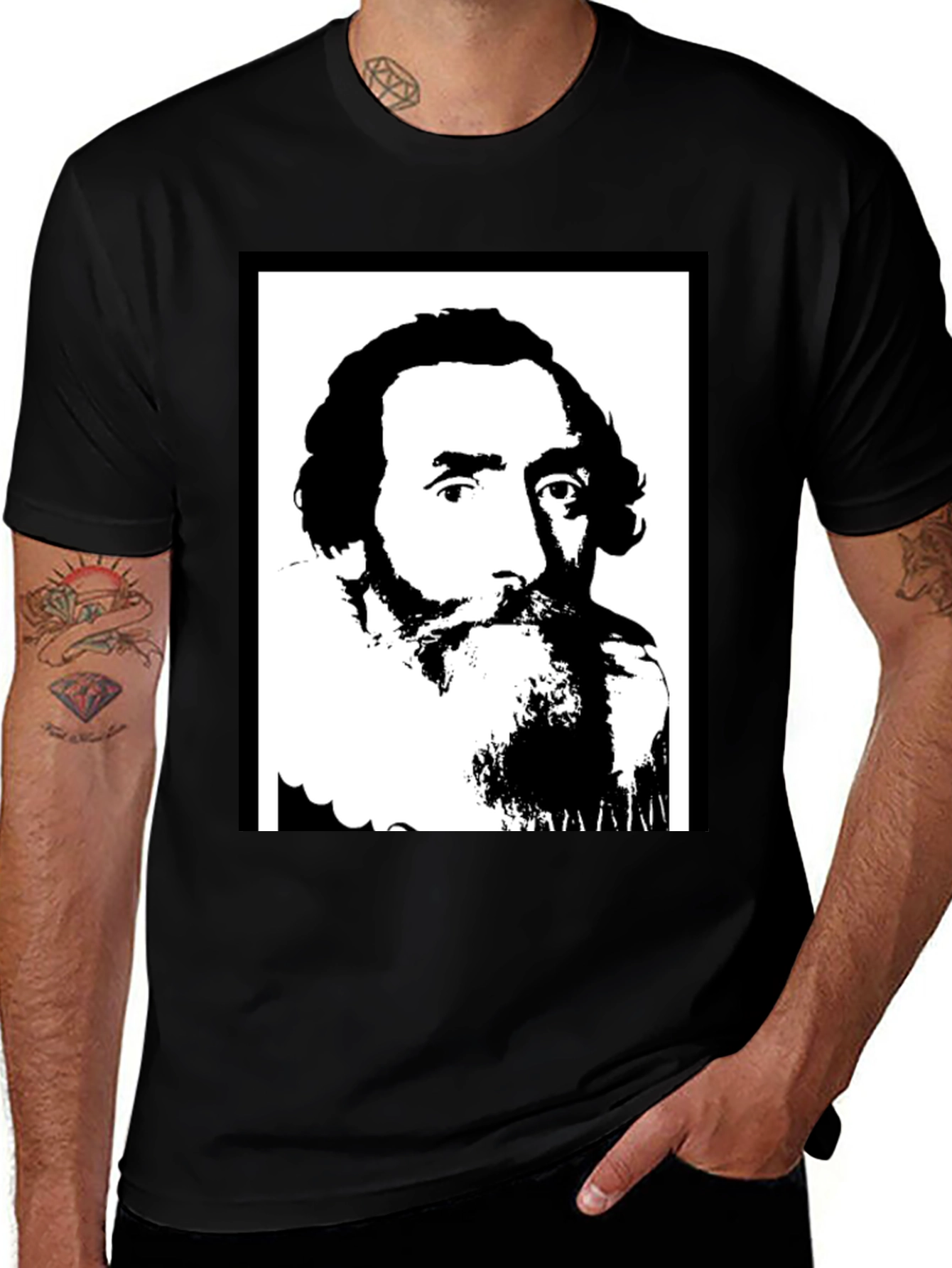 Variant 5 of Vintage Portrait Graphic Black T-Shirt