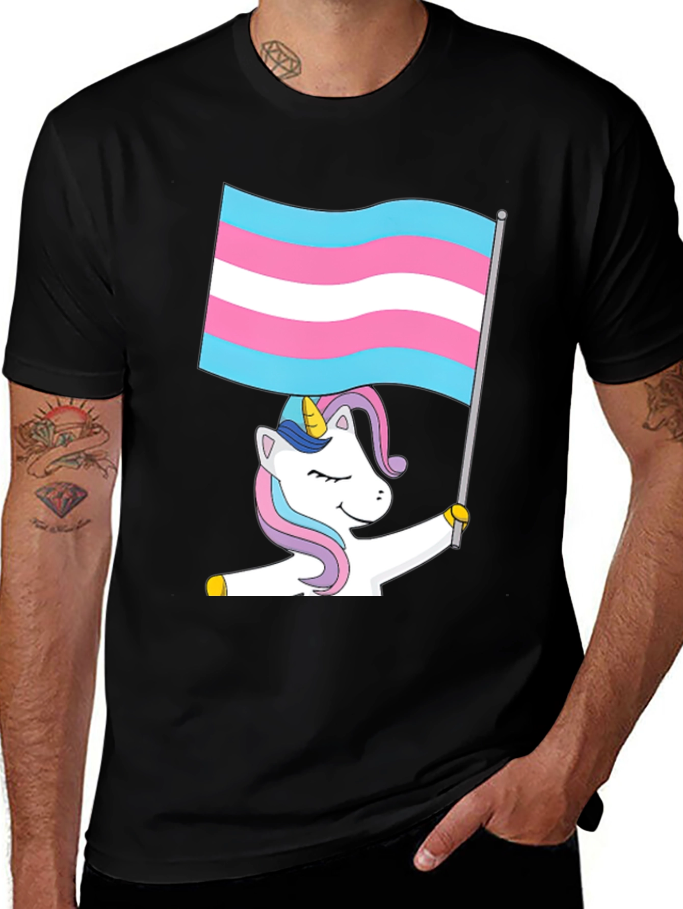 Black Transgender Unicorn Flag T-Shirt main image
