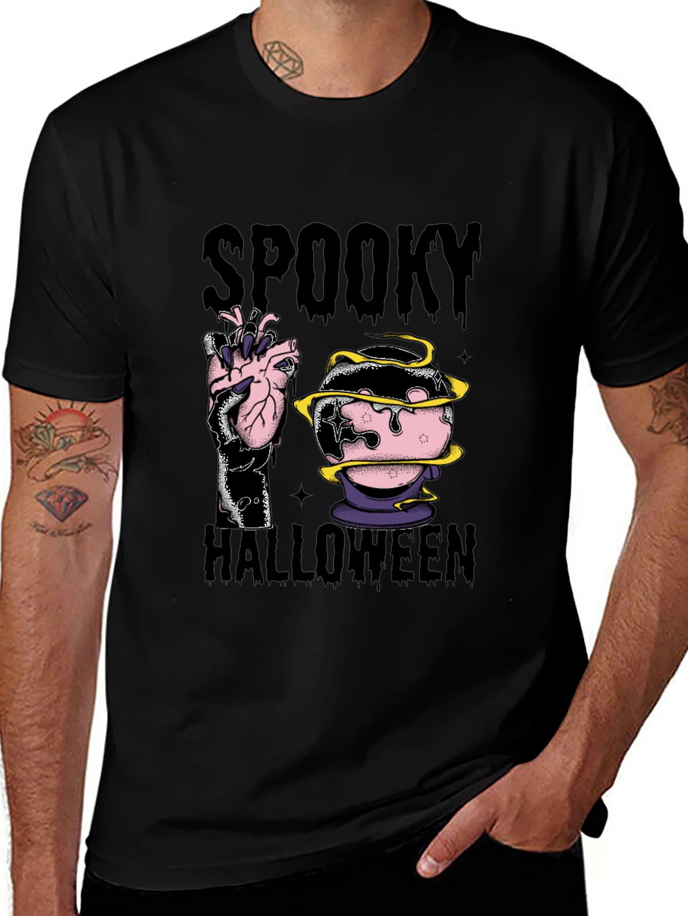 Variant 24 of Spooky Halloween Graphic Tee - Black Cotton Blend