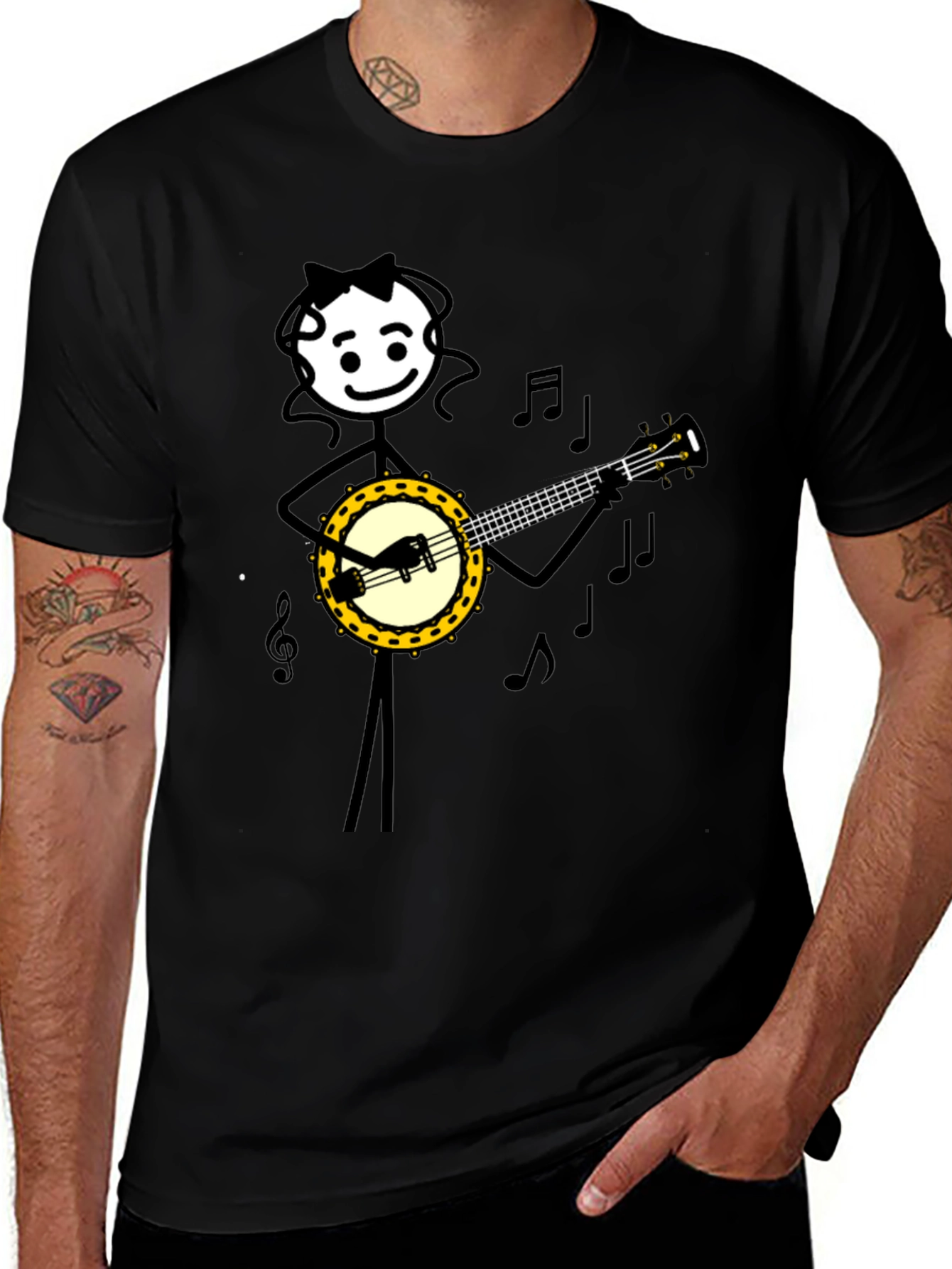 Variant 27 of Banjo Playing Stick Figure T-Shirt