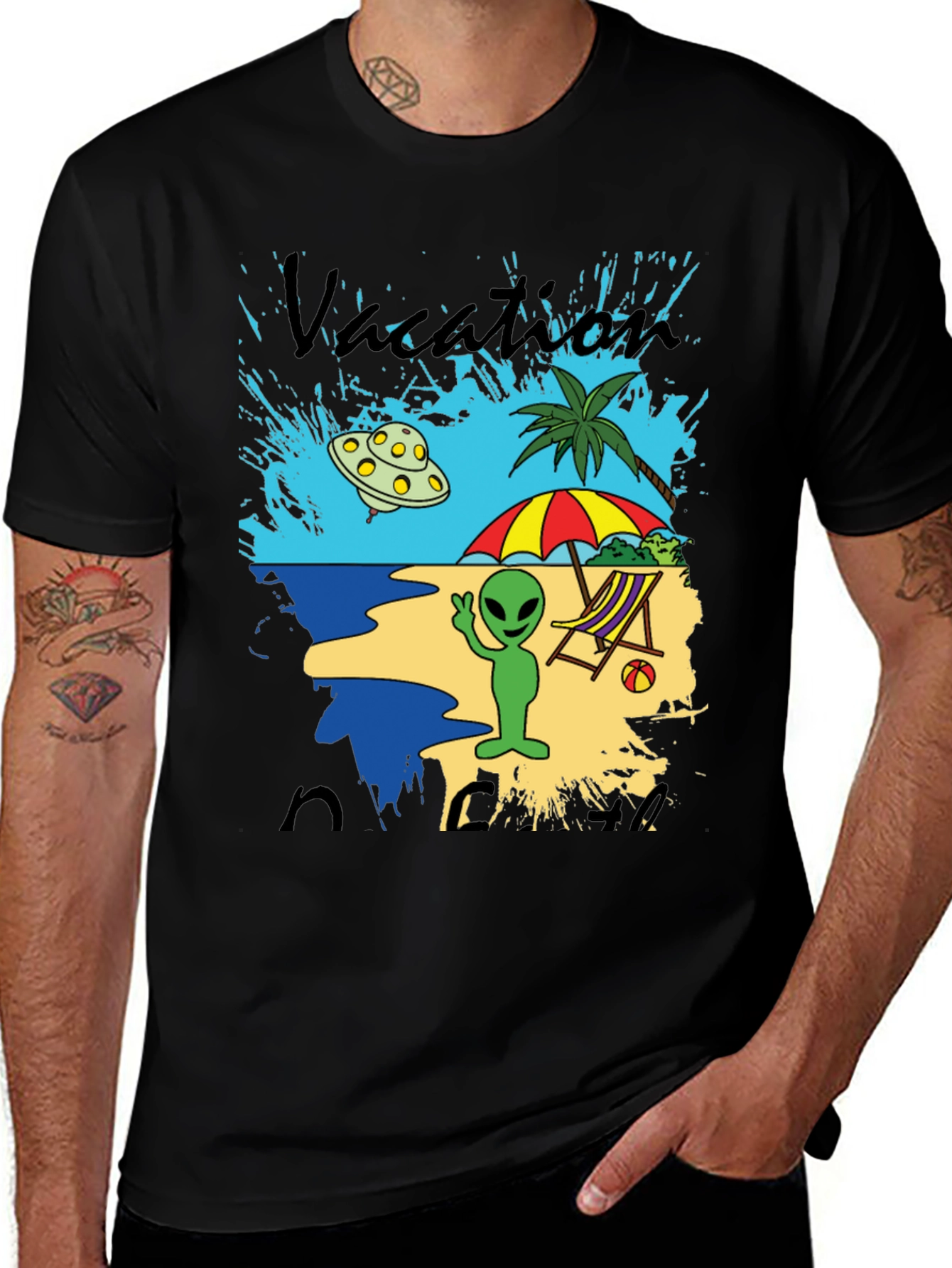Alien Vacation T-Shirt - Beach Holiday UFO Graphic Tee