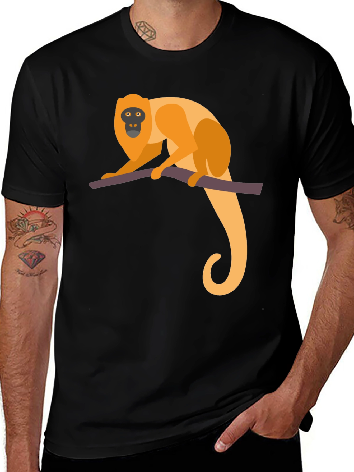 Variant 24 of Monkey Graphic Tee - Black Cotton T-Shirt