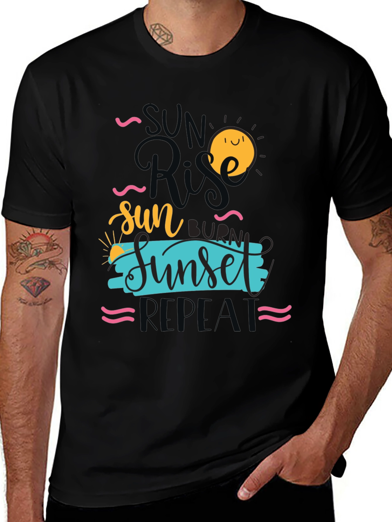 Sunrise Sunset Repeat Graphic Tee - Casual Comfort