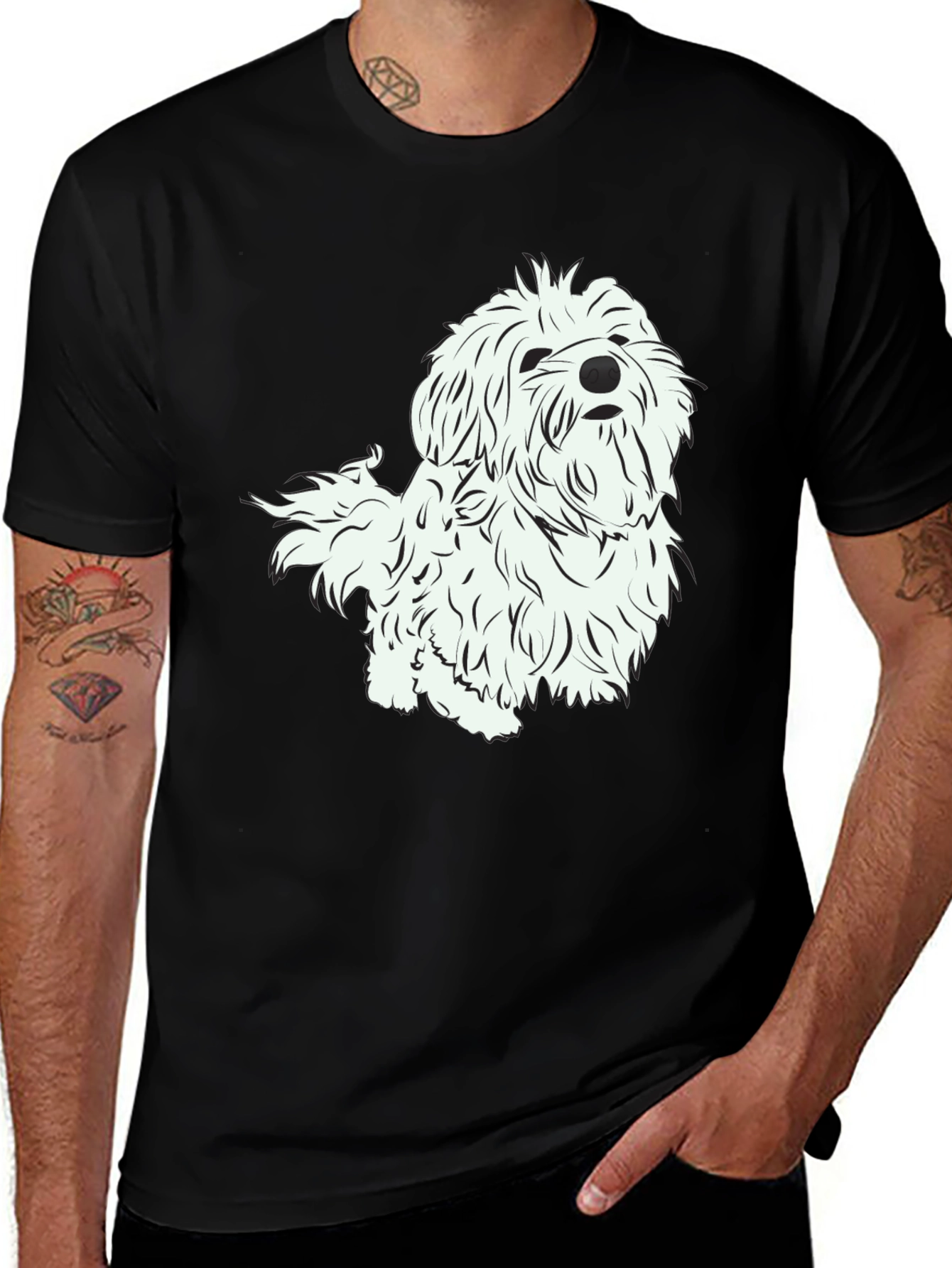 Variant 29 of Dog Graphic Print Black T-Shirt