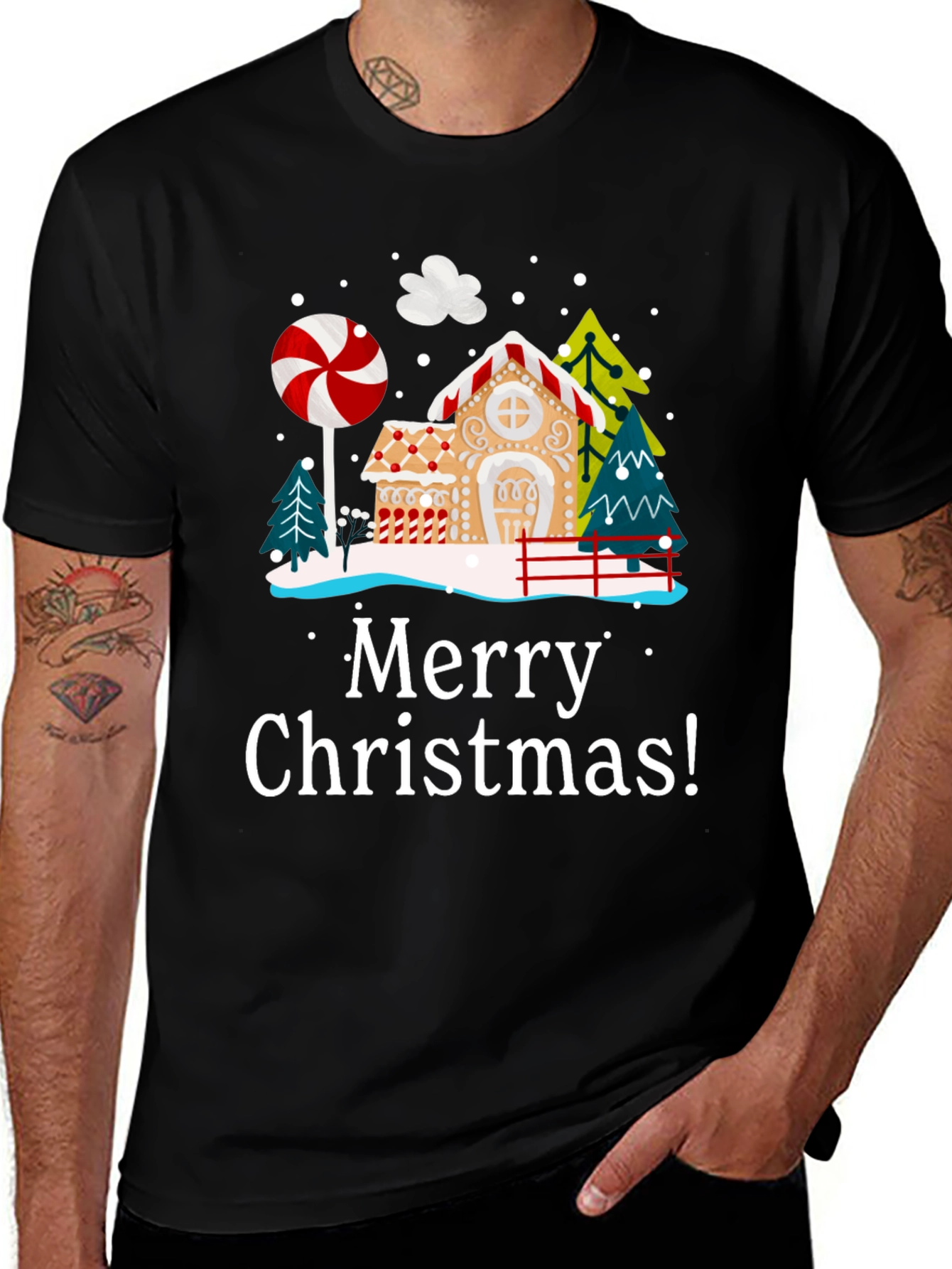 Variant 12 of Festive Merry Christmas Gingerbread House T-Shirt