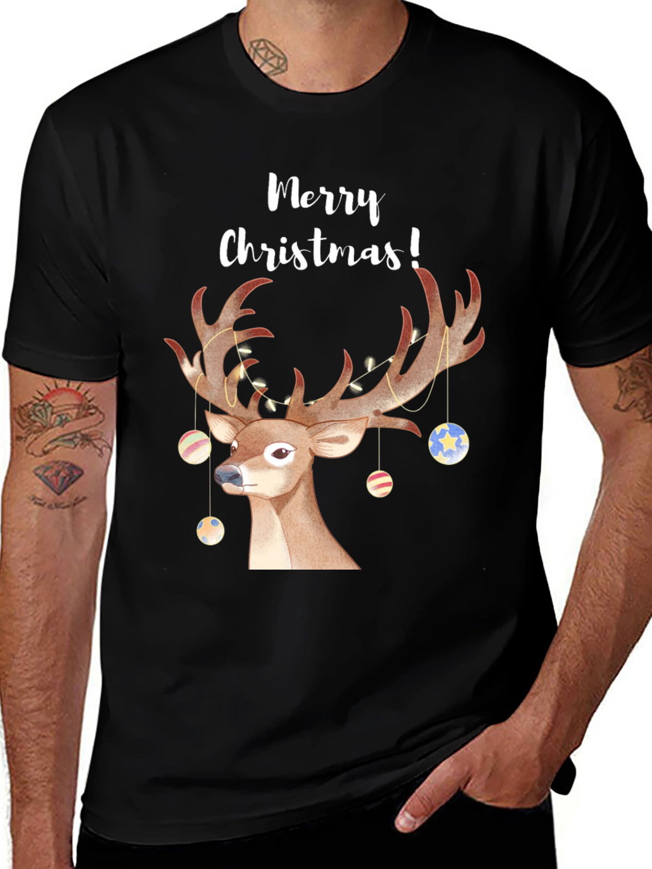 Merry Christmas Deer Graphic Tee
