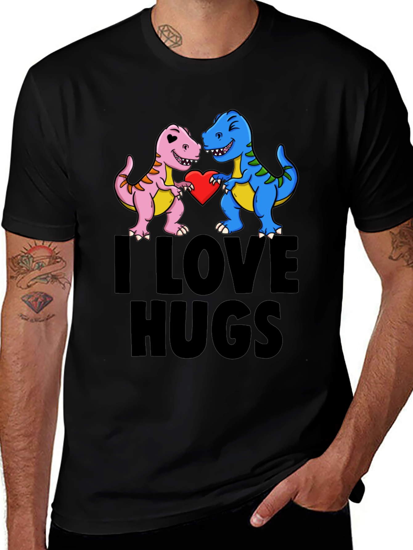 Variant 30 of I Love Hugs T-Shirt - Dinosaur Graphic Tee
