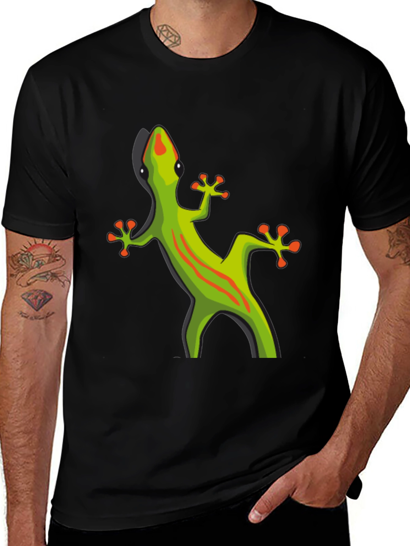 Variant 12 of Black T-Shirt with Gecko Graphic
