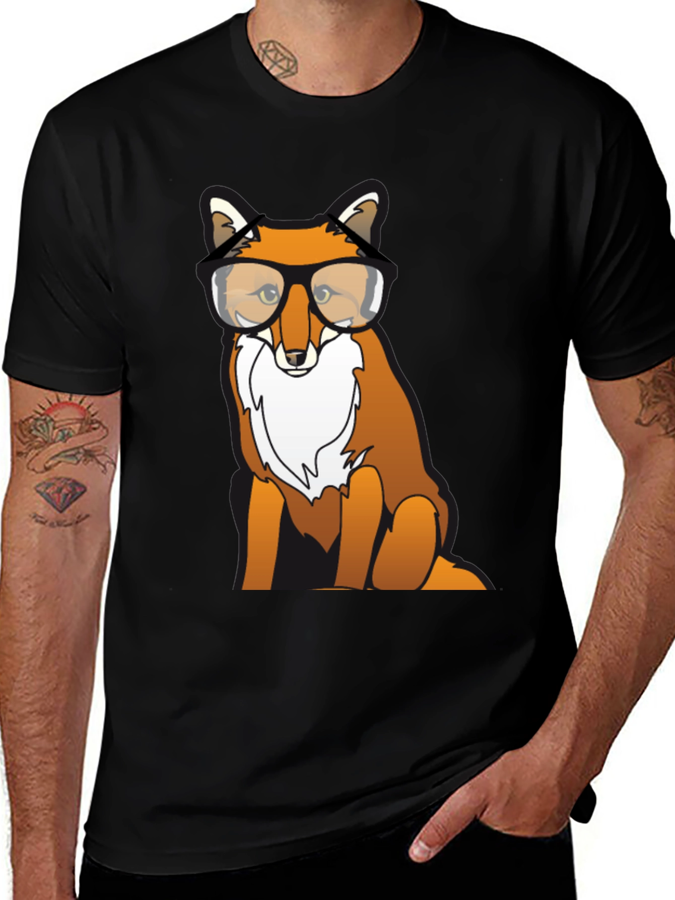 Variant 6 of Fox with Glasses Graphic T-Shirt