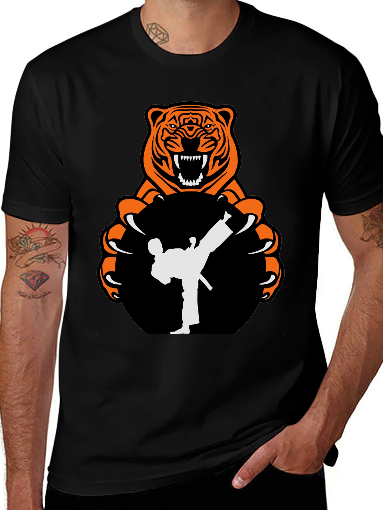 Variant 17 of Tiger Karate T-Shirt - Black Martial Arts Tee