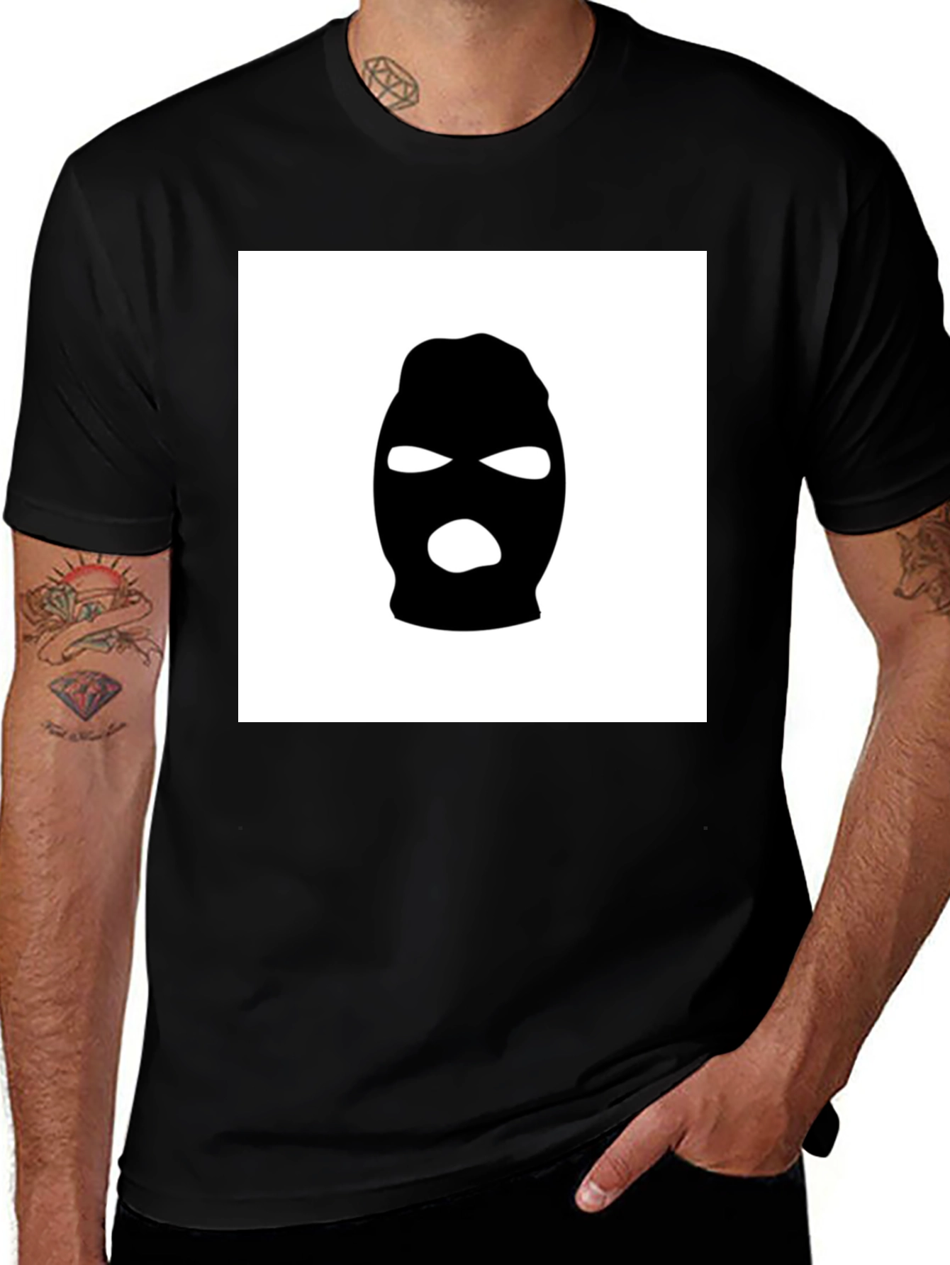 Black Black Ski Mask Graphic Tee - Urban Streetwear main image