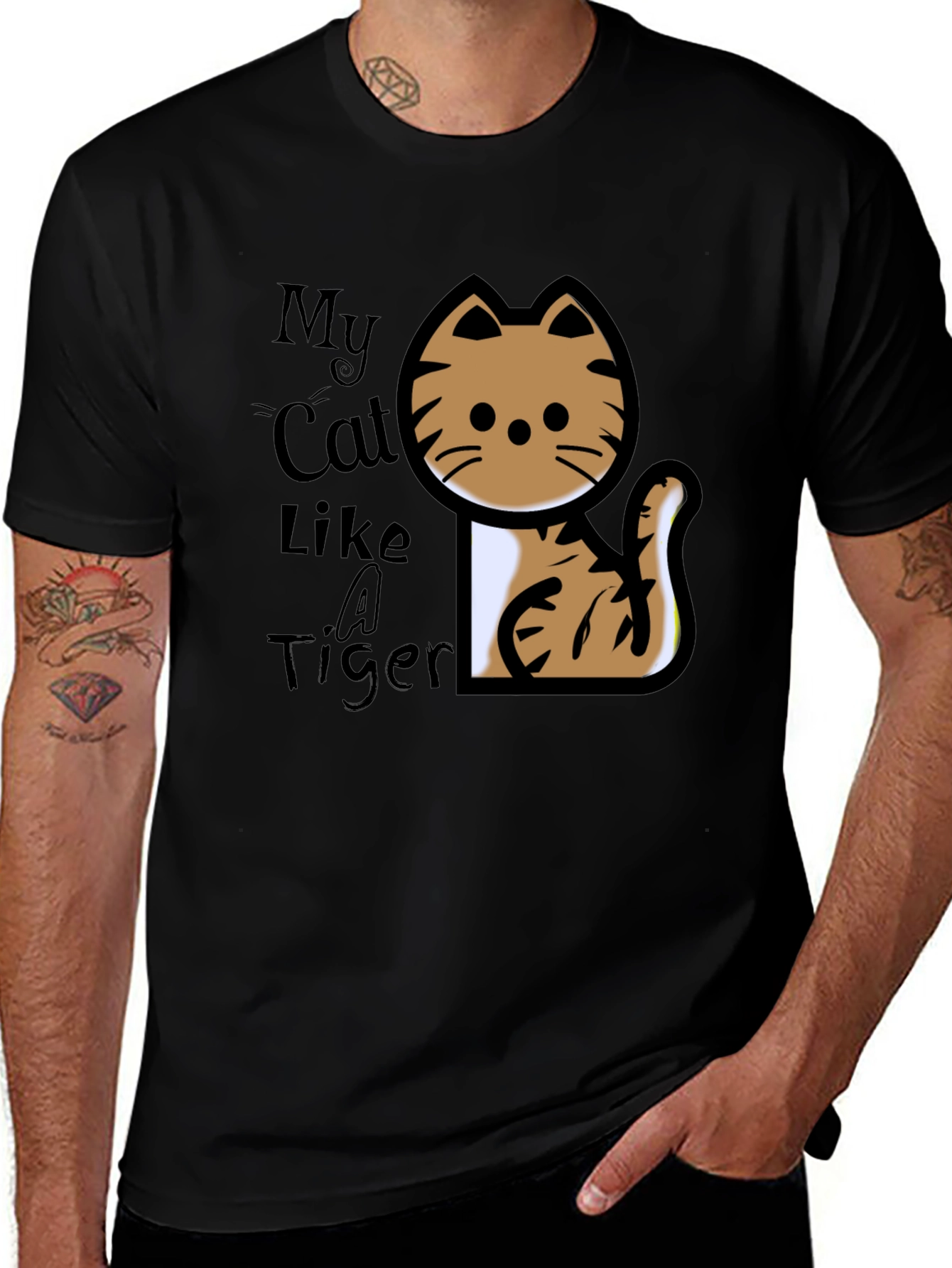 Variant 17 of My Cat Like A Tiger T-Shirt - Black