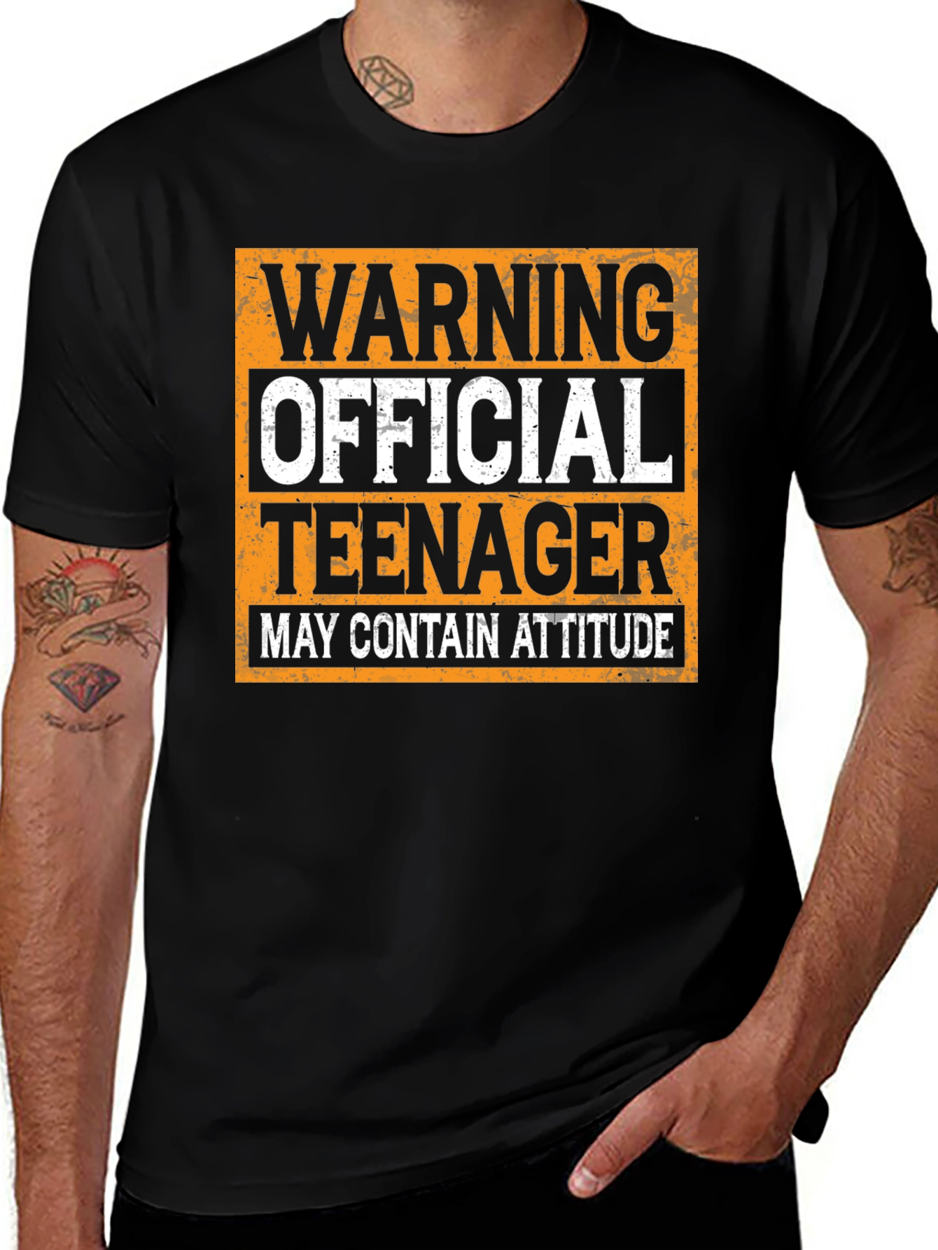 Variant 16 of Warning Official Teenager Graphic Tee - Black