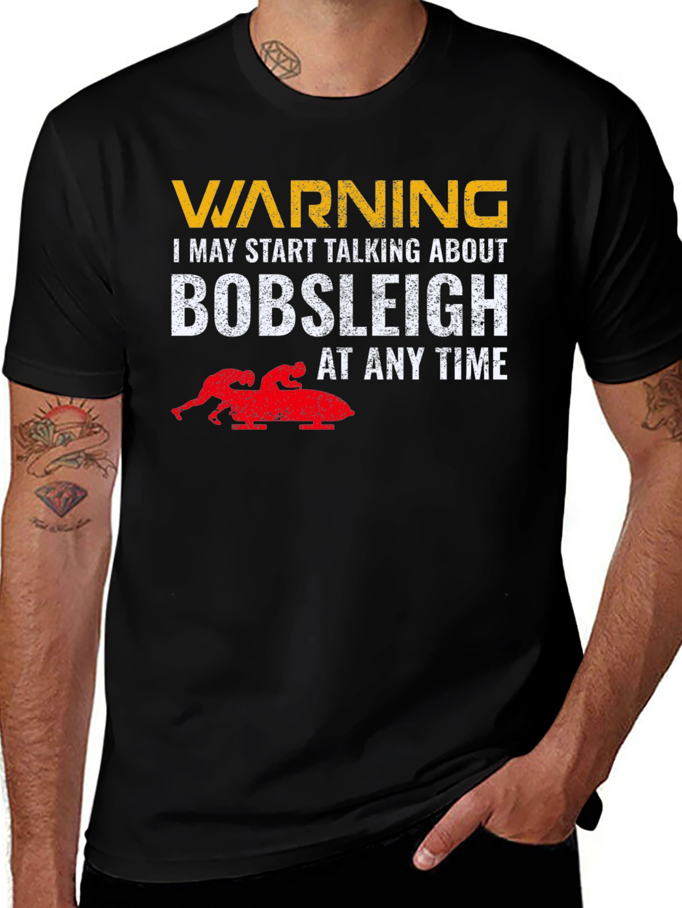 Variant 3 of Warning Bobsleigh T-Shirt - Funny Sledding Tee