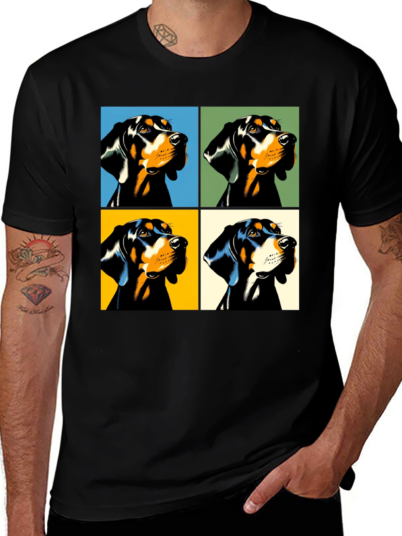 Black Pop Art Dog T-Shirt - Modern Style main image