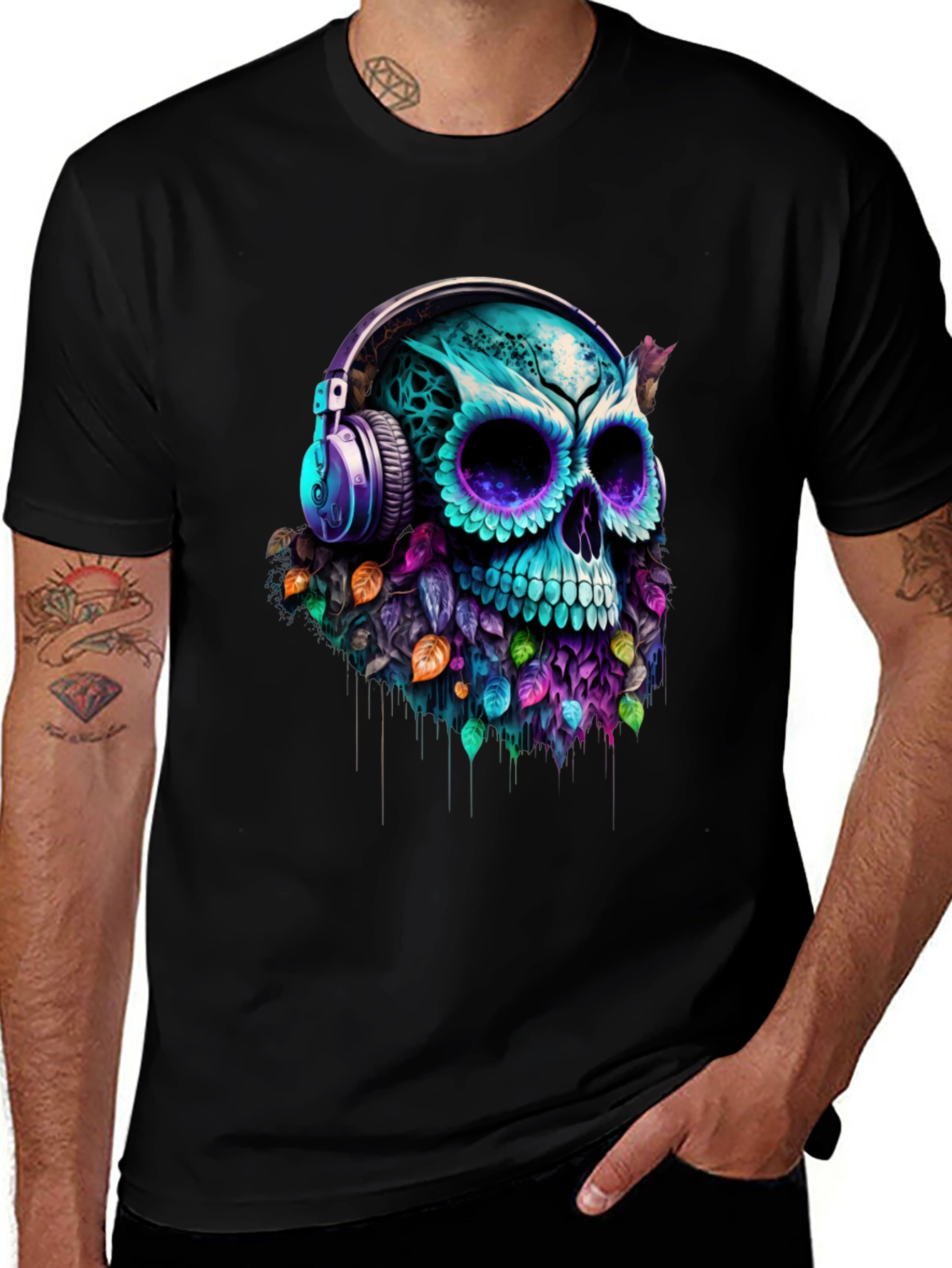 Variant 17 of Skull with Headphones Graphic Tee