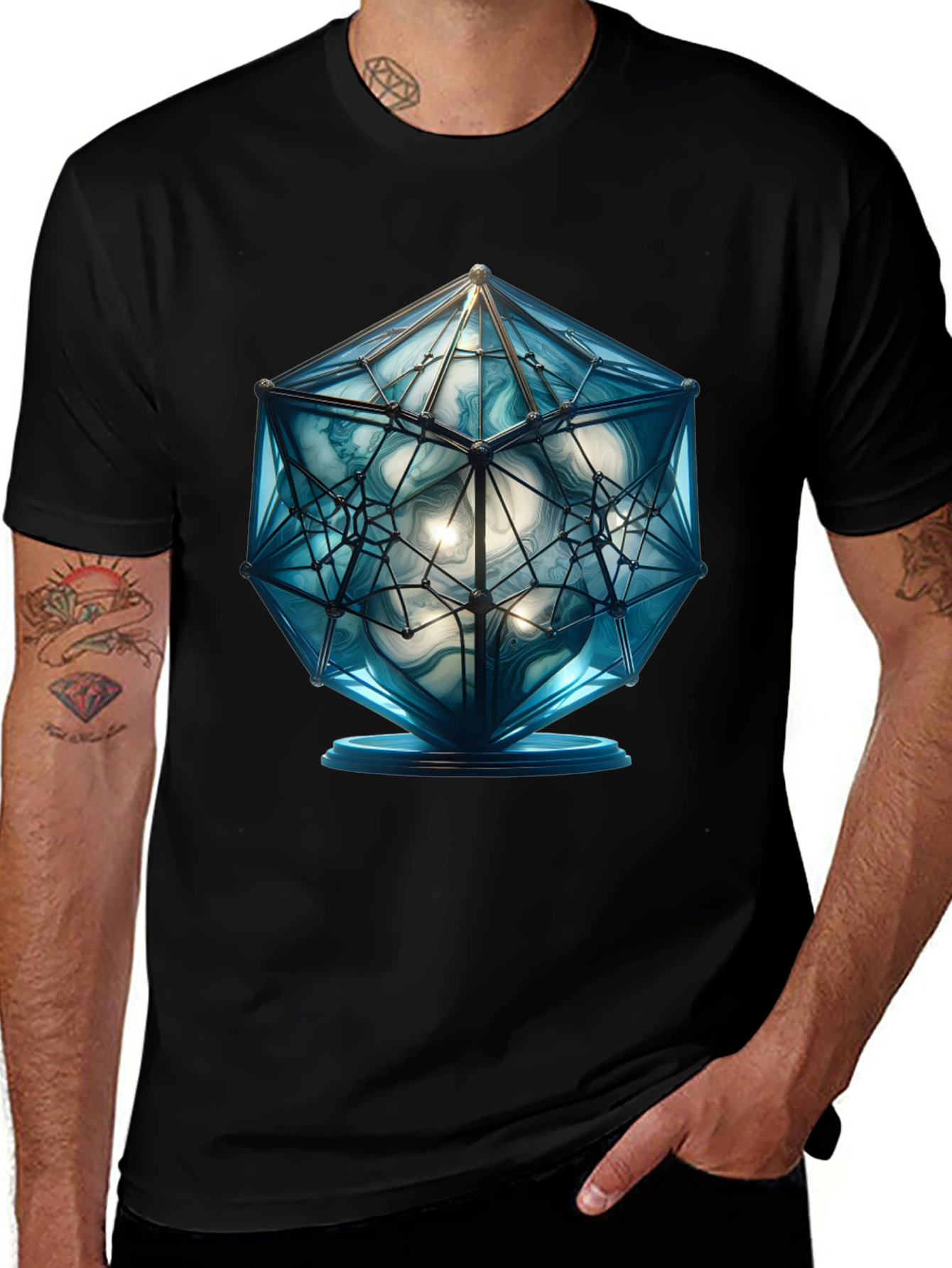 Variant 16 of Geometric Blue Orb Graphic Tee
