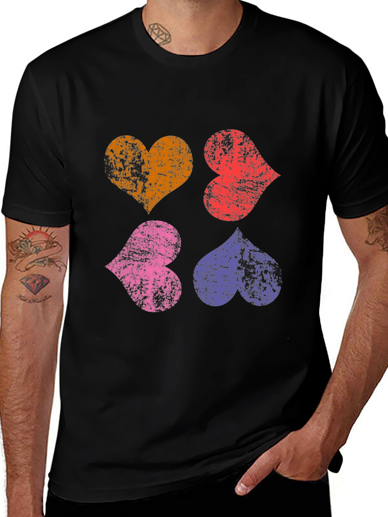 Variant 14 of Retro Hearts Graphic Tee - Stylish Unisex T-Shirt