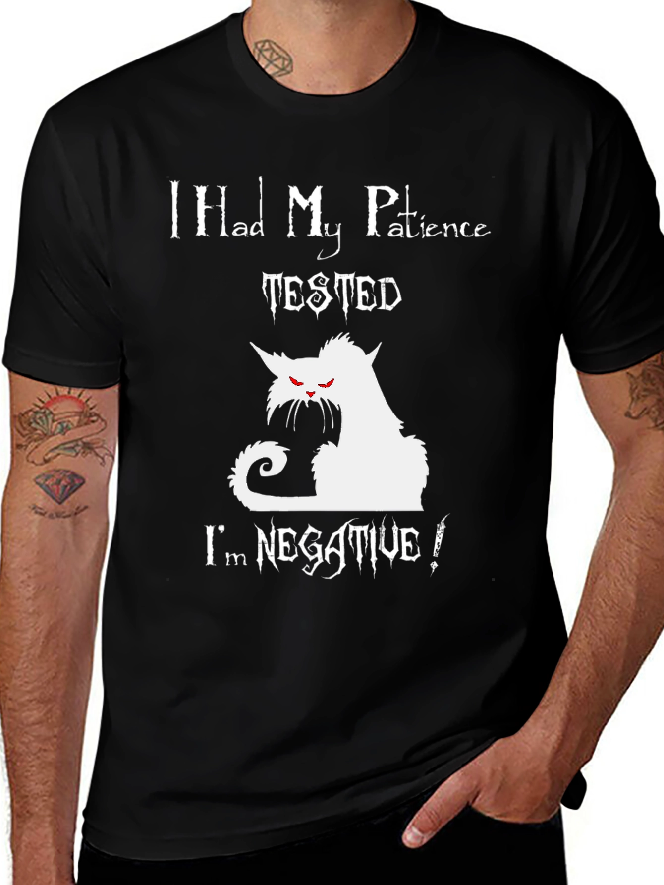 Variant 12 of Patience Tested Black Cat Humor T-Shirt