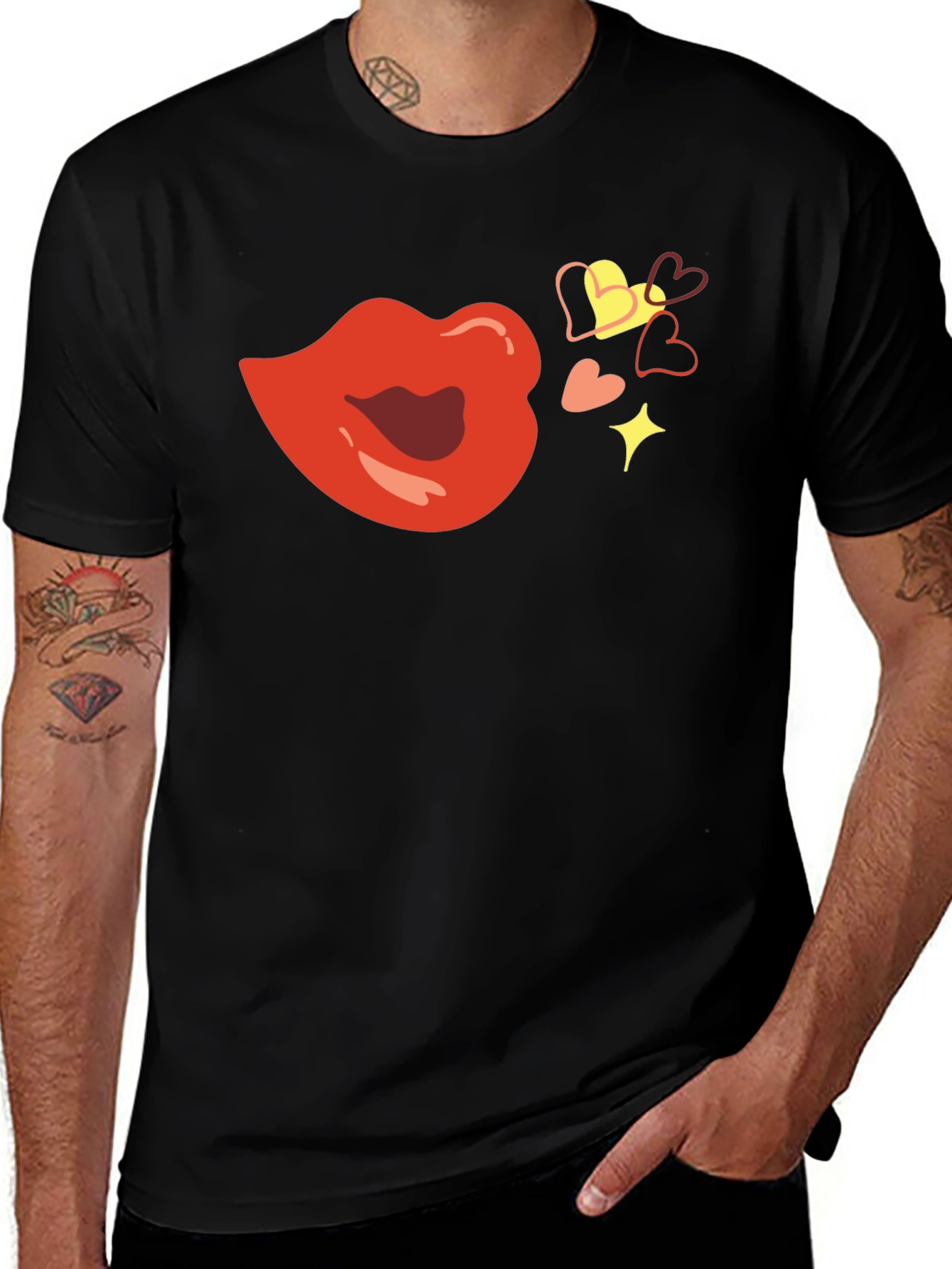 Variant 9 of Kiss Lips Heart Graphic Tee - Unique Design
