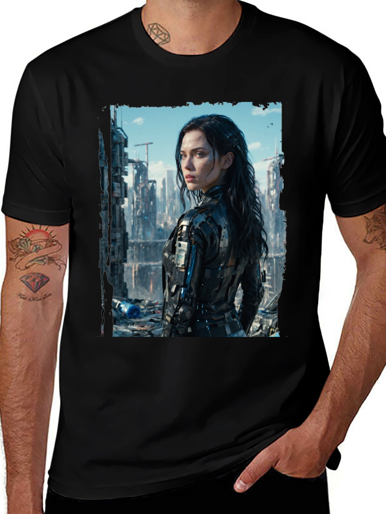 Variant 30 of Cyberpunk Girl T-Shirt - Futuristic Graphic Tee
