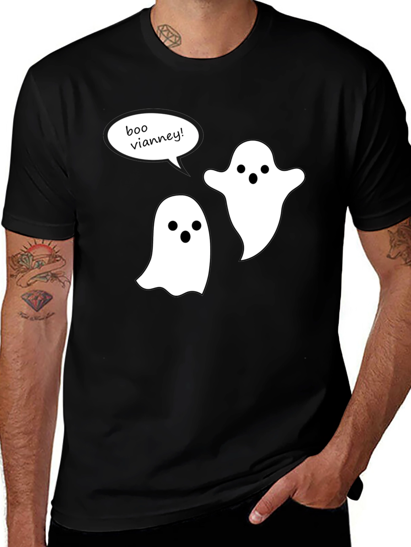 Boo Vianney Ghost Graphic Tee - Halloween Spirit