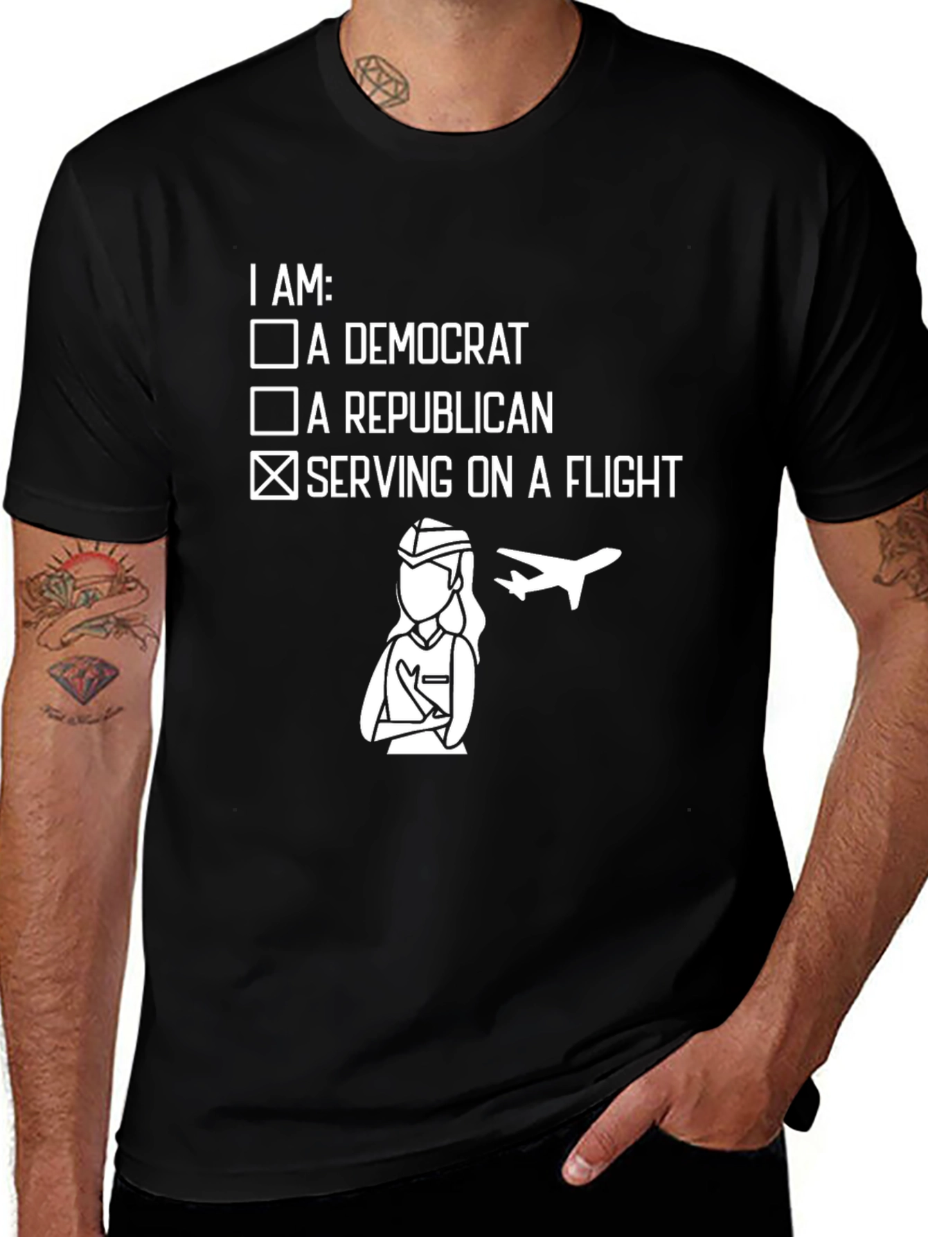 Variant 28 of Flight Attendant Political Humor Graphic T-Shirt