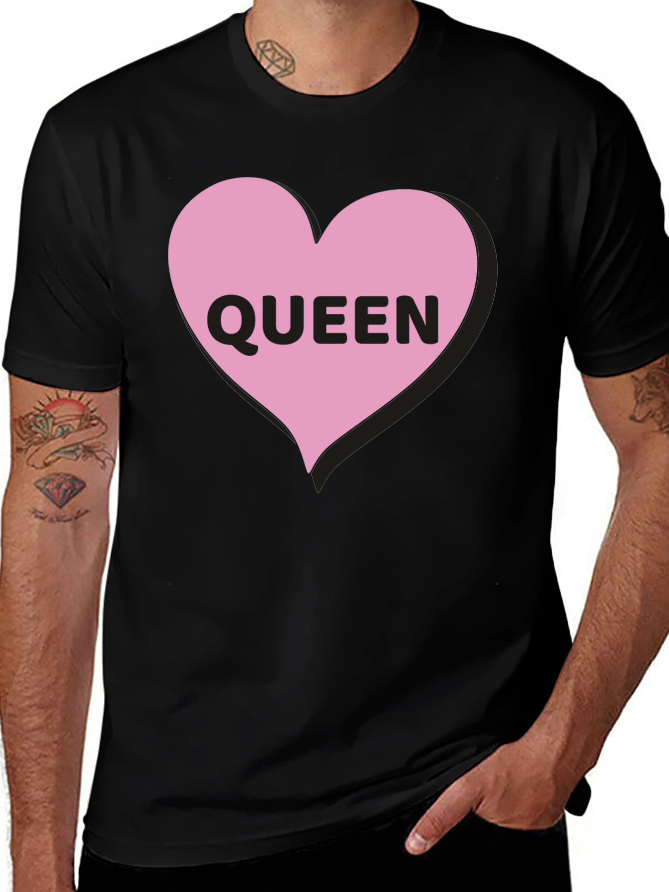 Variant 13 of Queen Heart Graphic Black T-Shirt