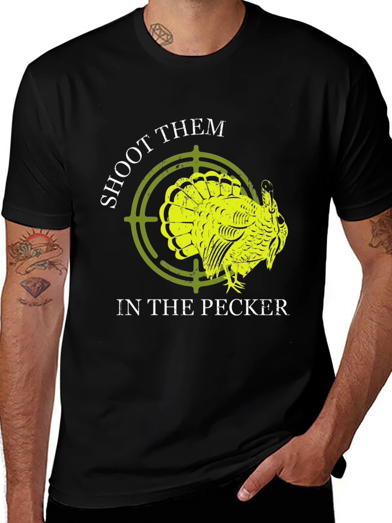 Variant 4 of Shoot Them In The Pecker Black T-Shirt - Turkey Hunting Tee