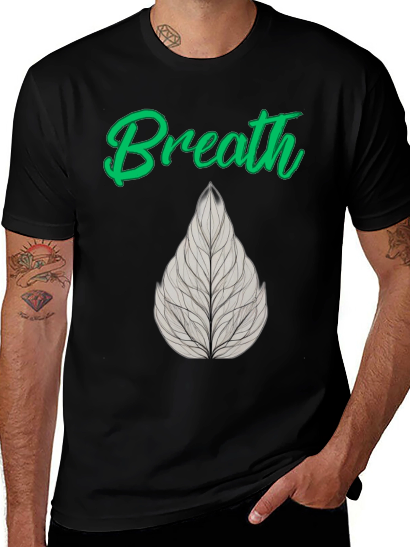 Variant 13 of Breath Leaf Black T-Shirt