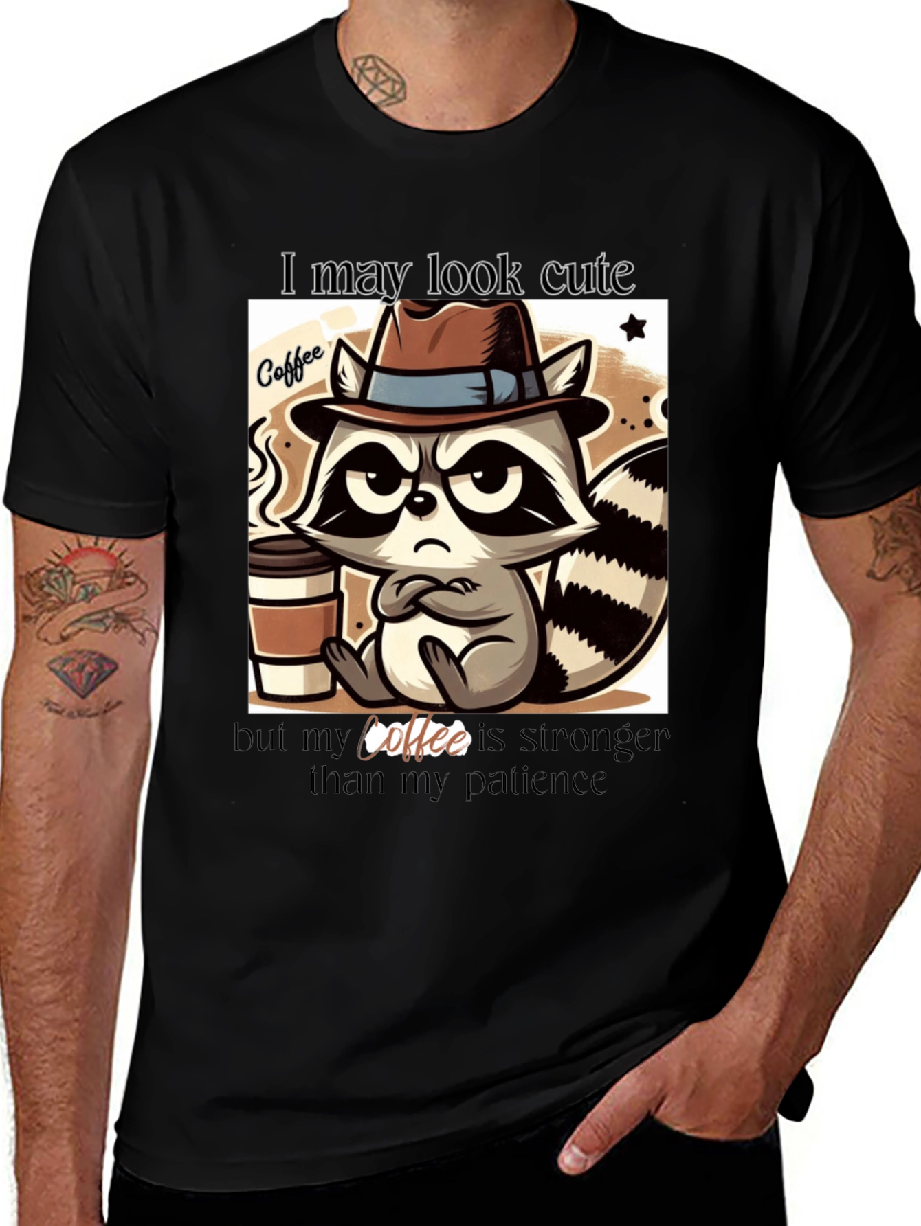 Variant 24 of Cute Raccoon Coffee Lover T-Shirt