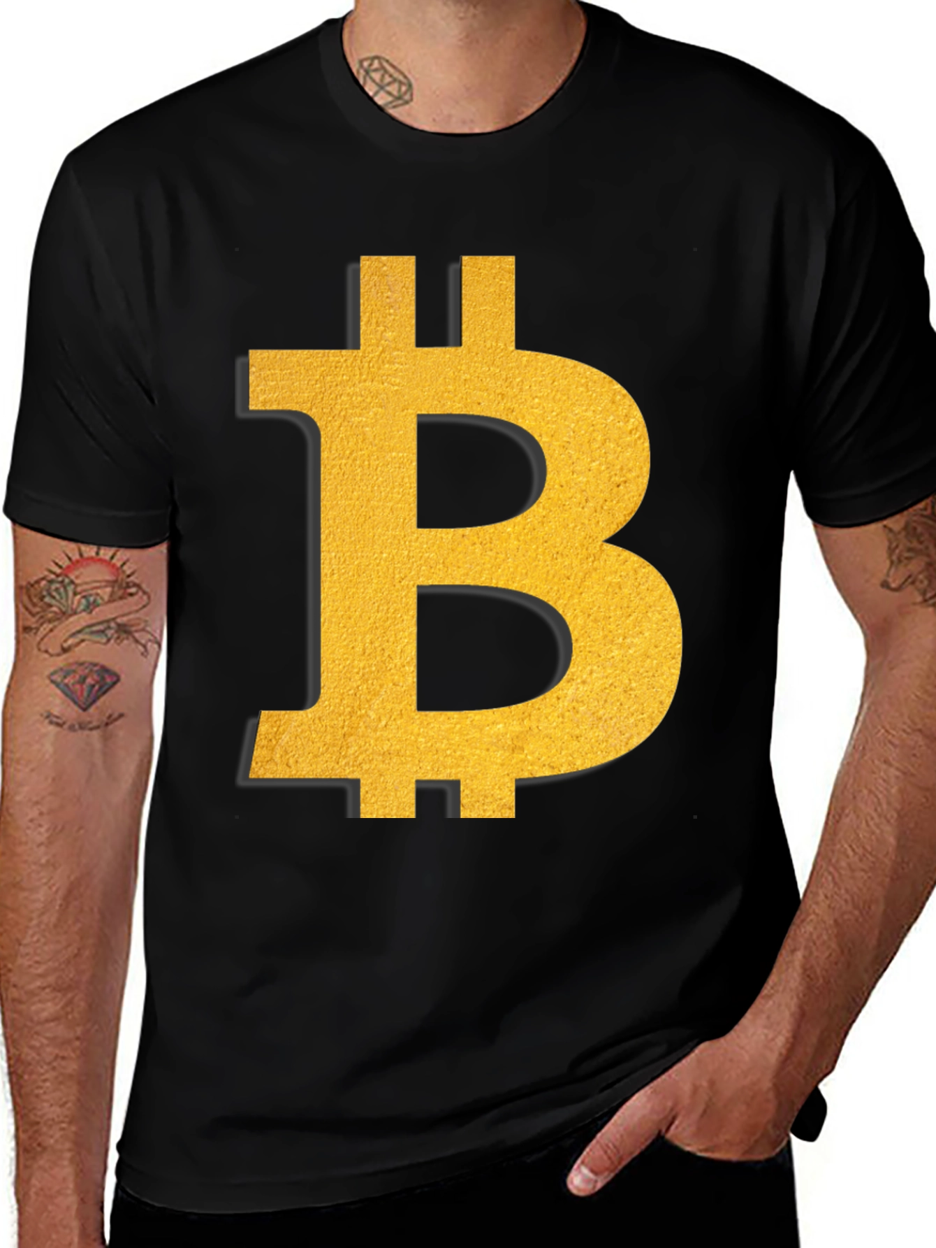 Bitcoin Symbol Graphic Tee - Black Cotton Shirt