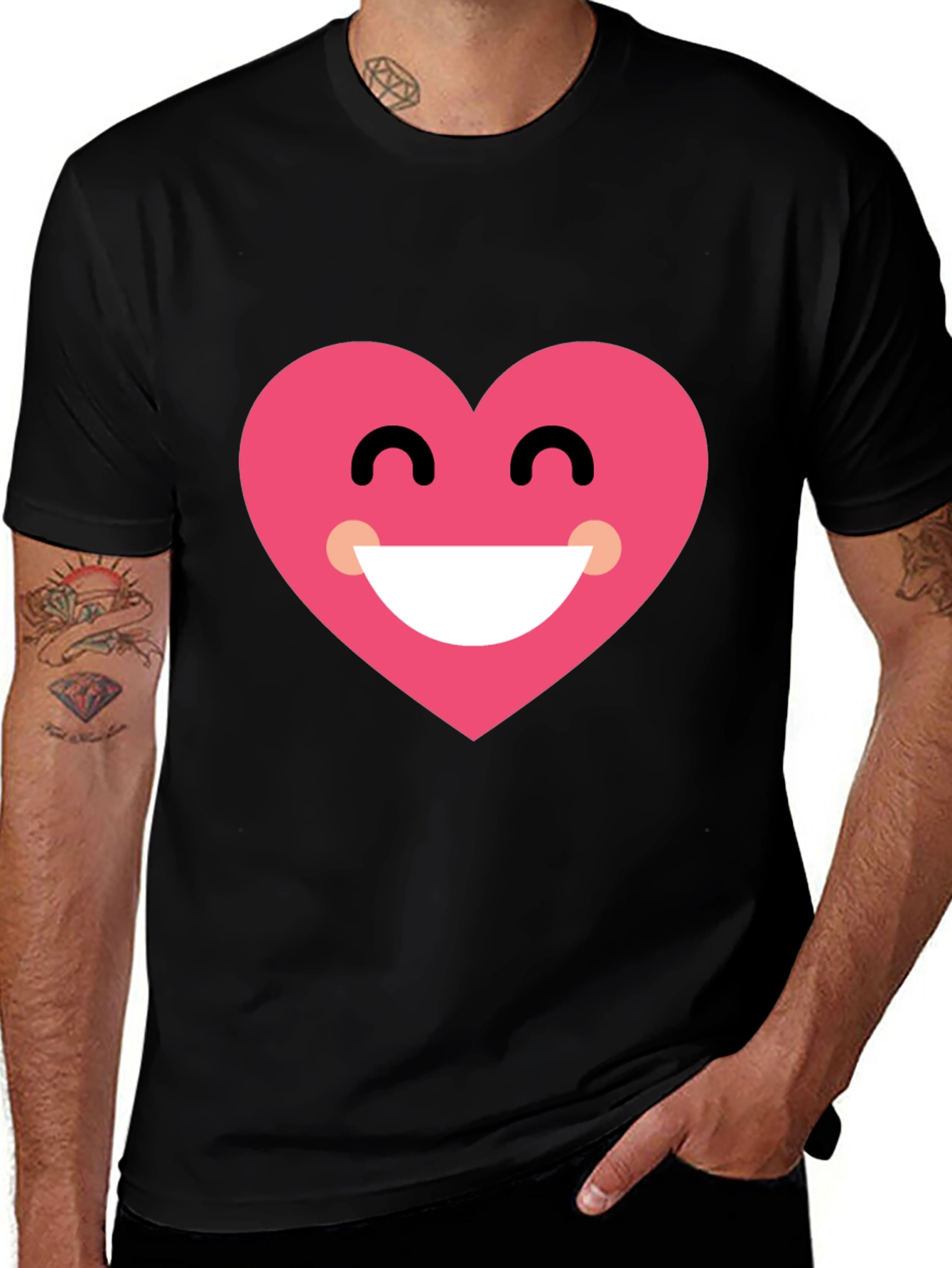 Variant 10 of Heart Smile Black T-Shirt - Cheerful Graphic Tee