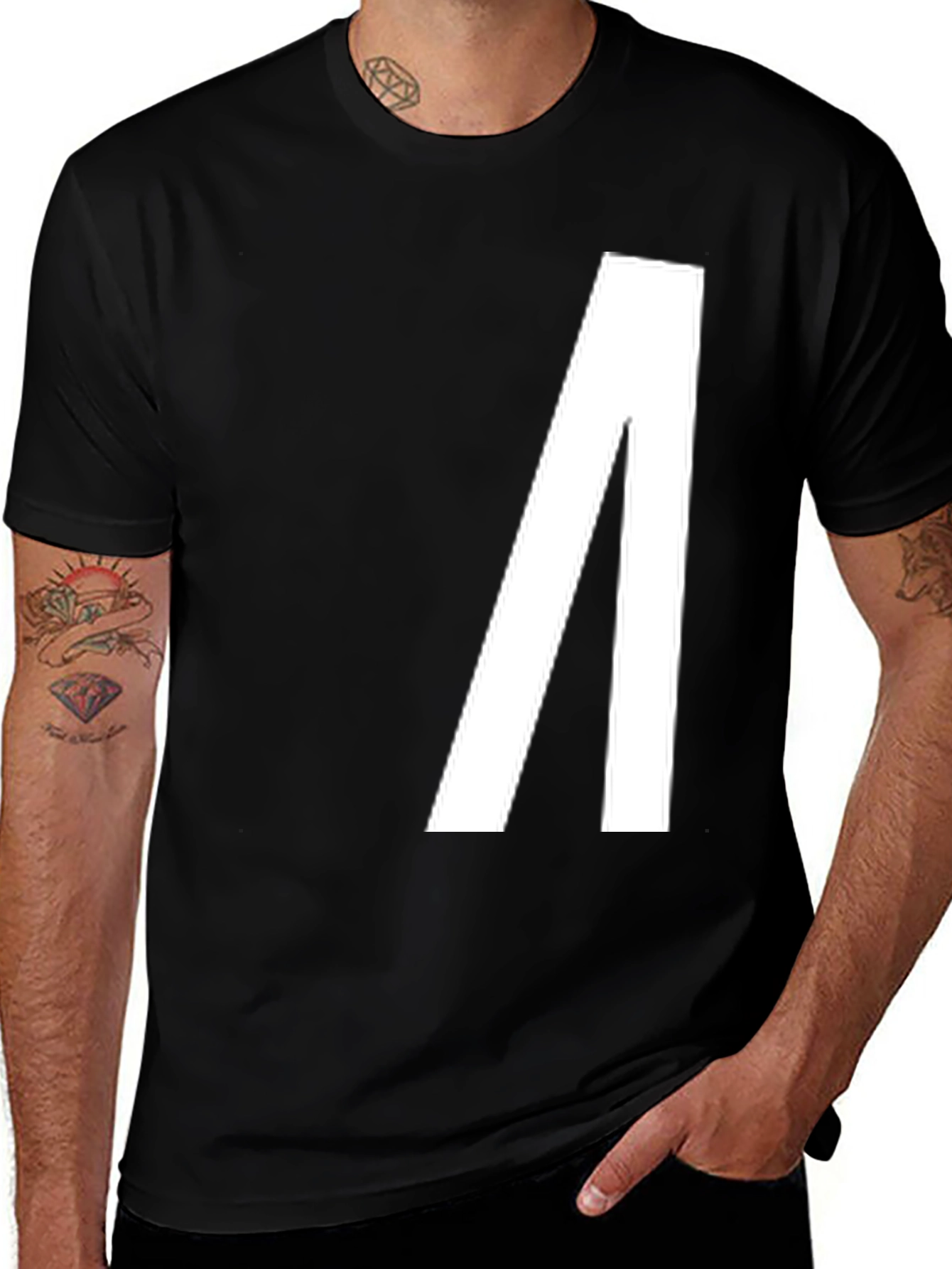 Bold Graphic Tee - White Lambda on Black