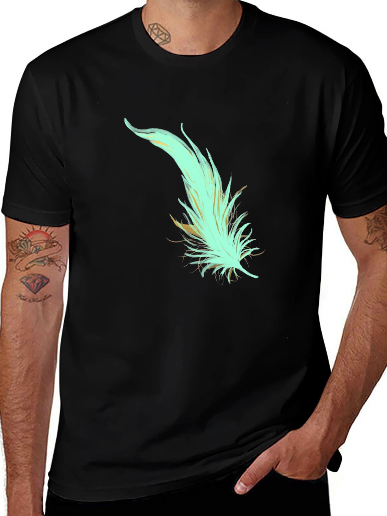 Variant 22 of Feather Graphic Tee - Soft Cotton Blend, Stylish Design