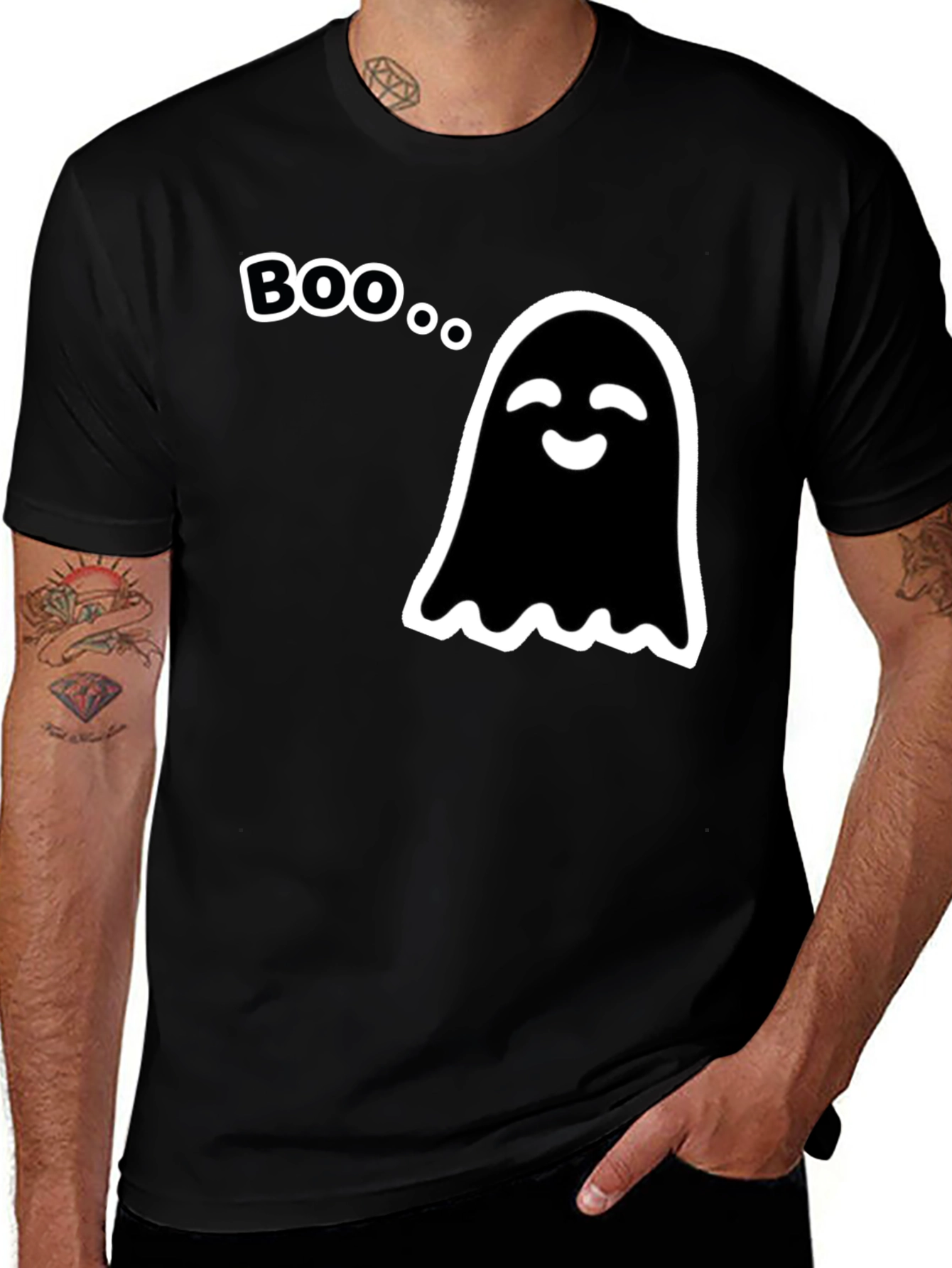 Variant 30 of Boo Ghost Graphic T-Shirt - Halloween Fun!