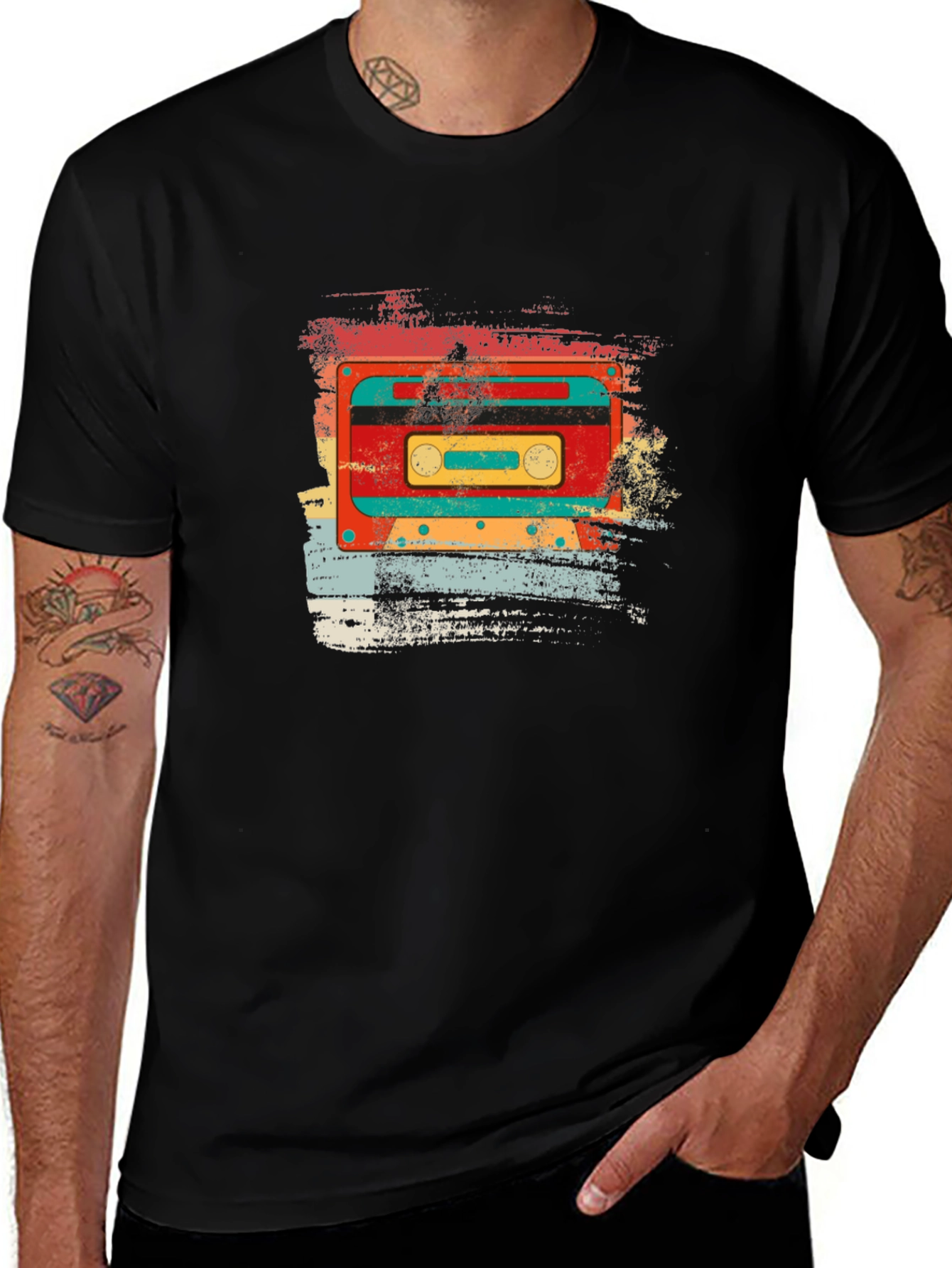 Variant 9 of Retro Cassette Tape Graphic T-Shirt - Vintage Style Black Tee