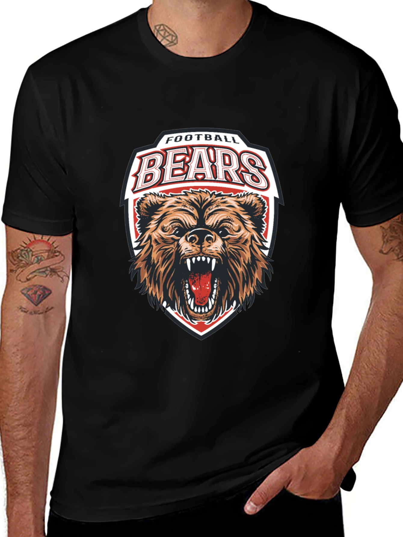 Variant 21 of Football Bears Graphic Tee - Black