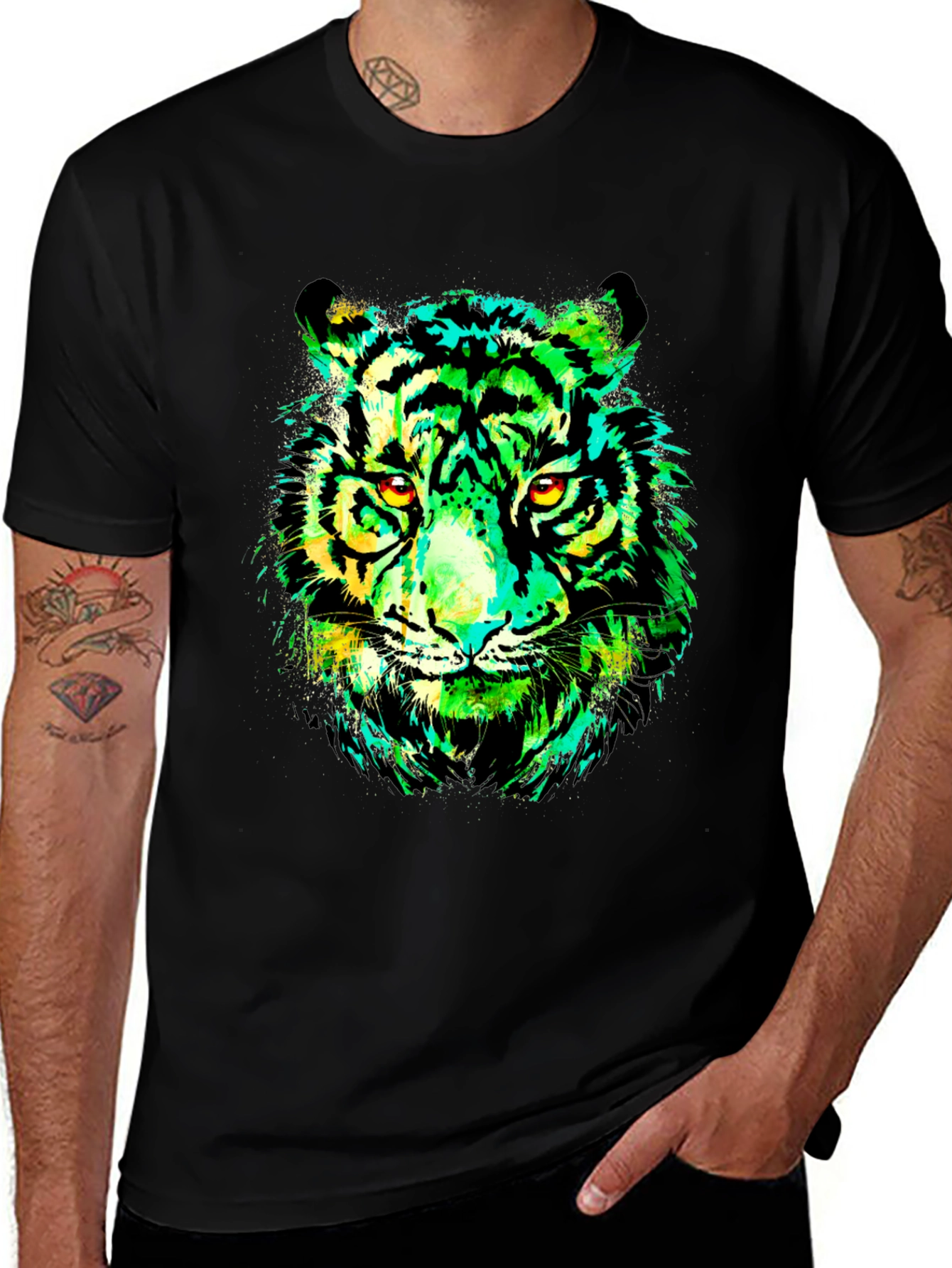 Variant 9 of Vibrant Tiger Graphic Tee - Unique Design
