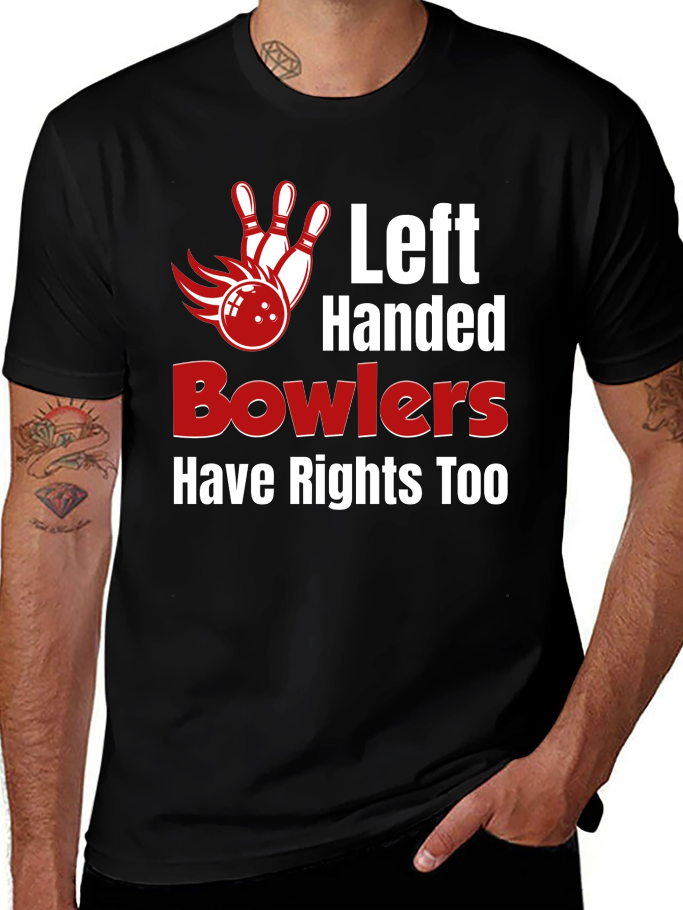 Variant 2 of Left Handed Bowlers T-Shirt - Funny Bowling Tee