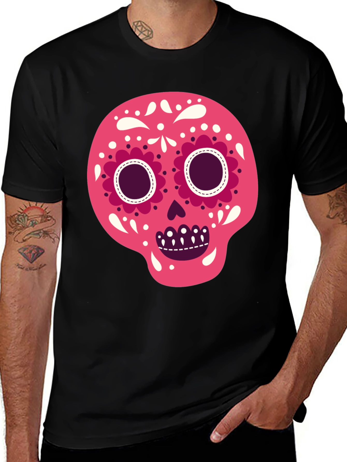 Variant 25 of Sugar Skull Graphic Tee - Day of the Dead T-Shirt